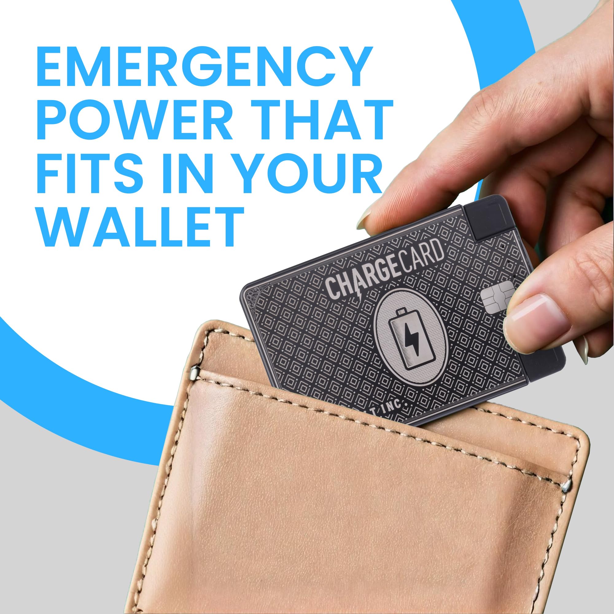 Aquavault Chargecard Portable Phone Charger & Power Bank   Fast Charging And Compact   Interchangeable Cables (Lightning, Usb C,