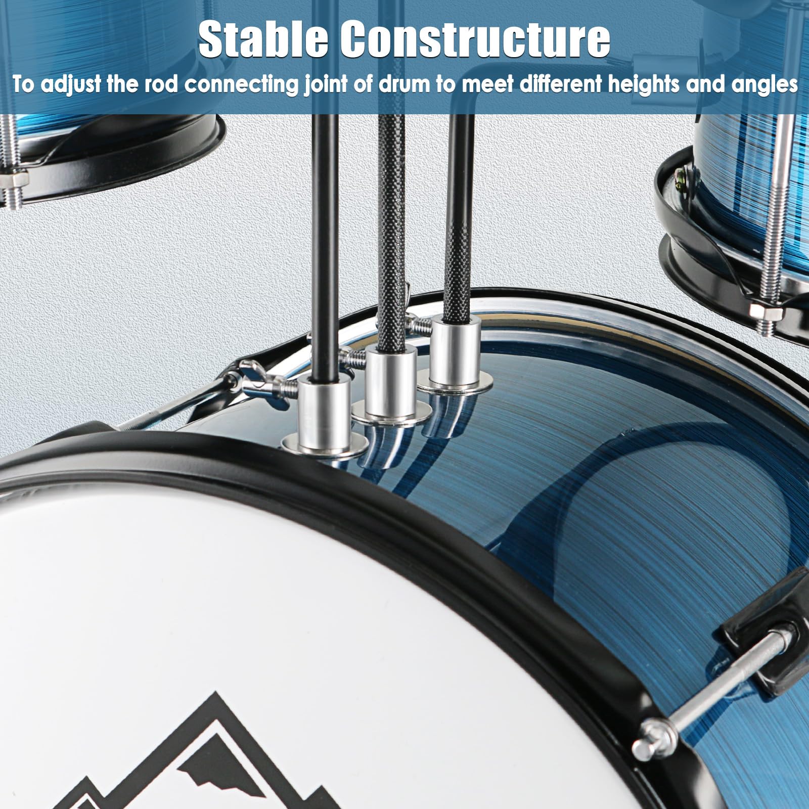 Eastrock Drum Set, 3 Piece 14'' Drum Sets For Drummer,Beginner, Drum Set With Adjustable Throne,Cymbal,Pedal,Drumsticks(Blue)