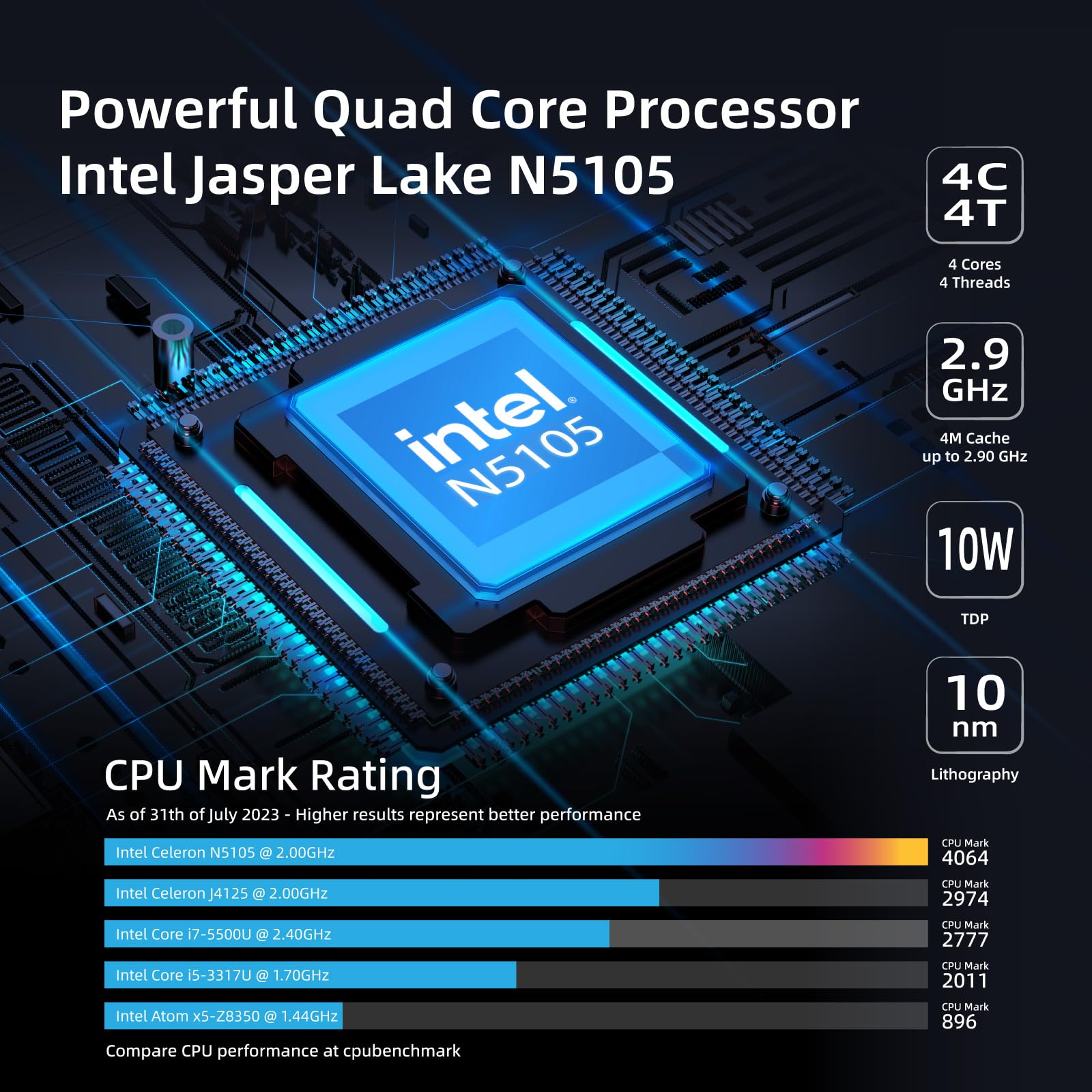 Mele Fanless Mini Pc Quieterhd3 Celeron N5105 16Gb 512Gb Windows 11 Pro Micro Computer Small Desktop Servers With Gigabit Ethern