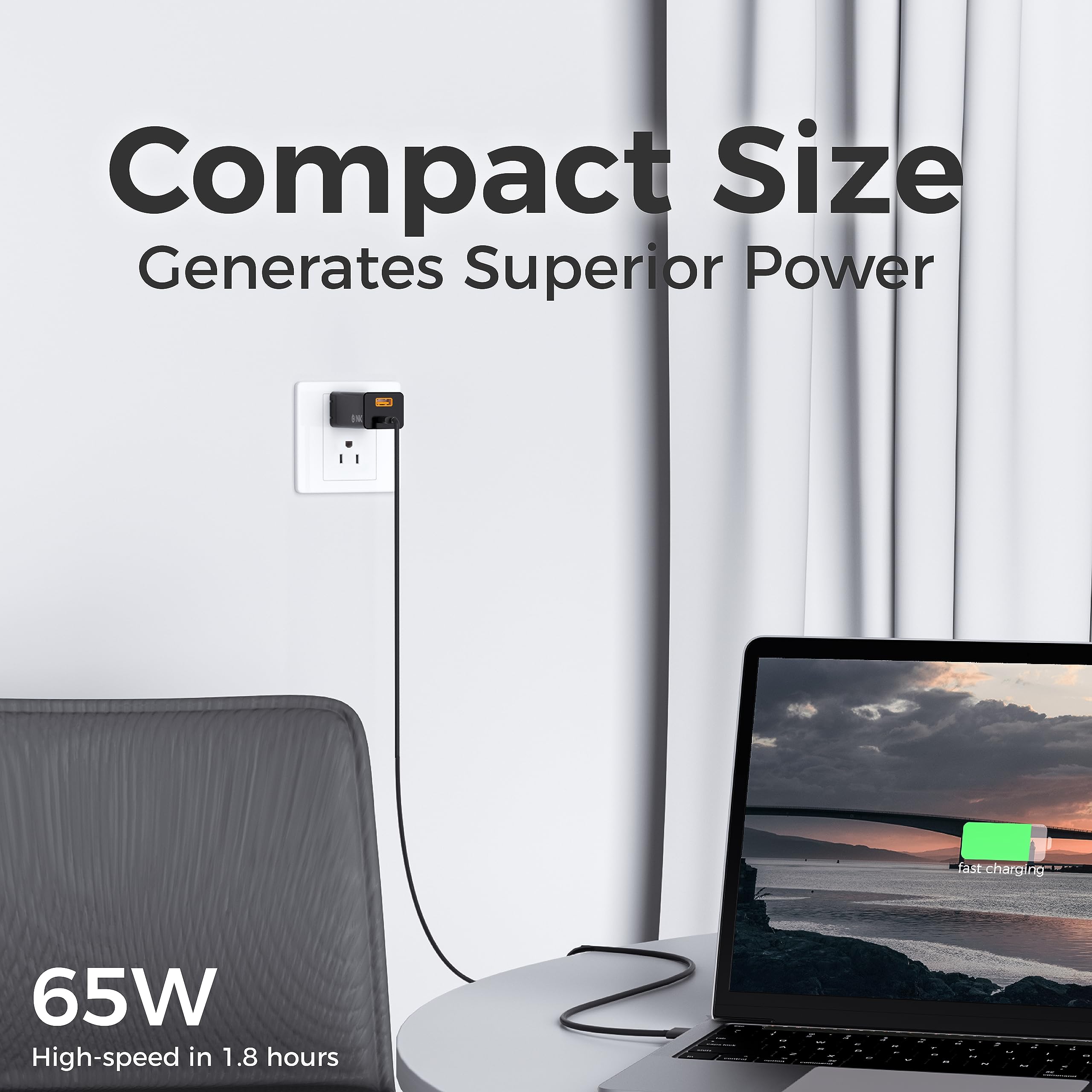 Olink 65W Fast Charging Usb C Gan Charger, Universal Compact Usb Charger Block For Laptops, Tablets, Iphone Pro Max, Ipad, Macbo