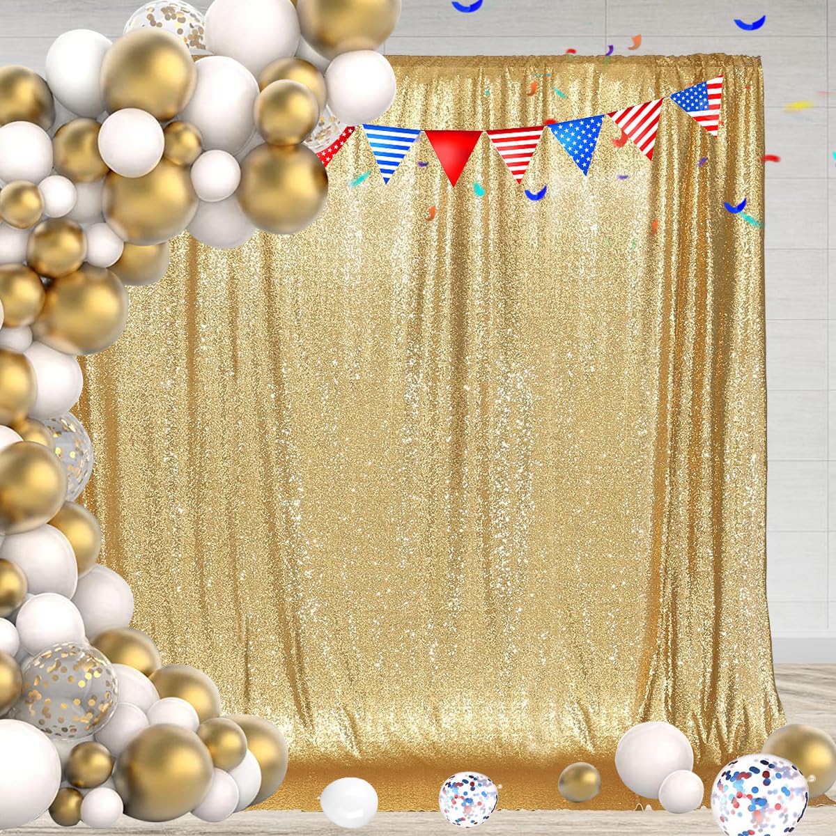 Partydelight Sequin Backdrop Sparkly Gold 6Ft X 8Ft Photograph Backdrop Wedding Curtain Special Events