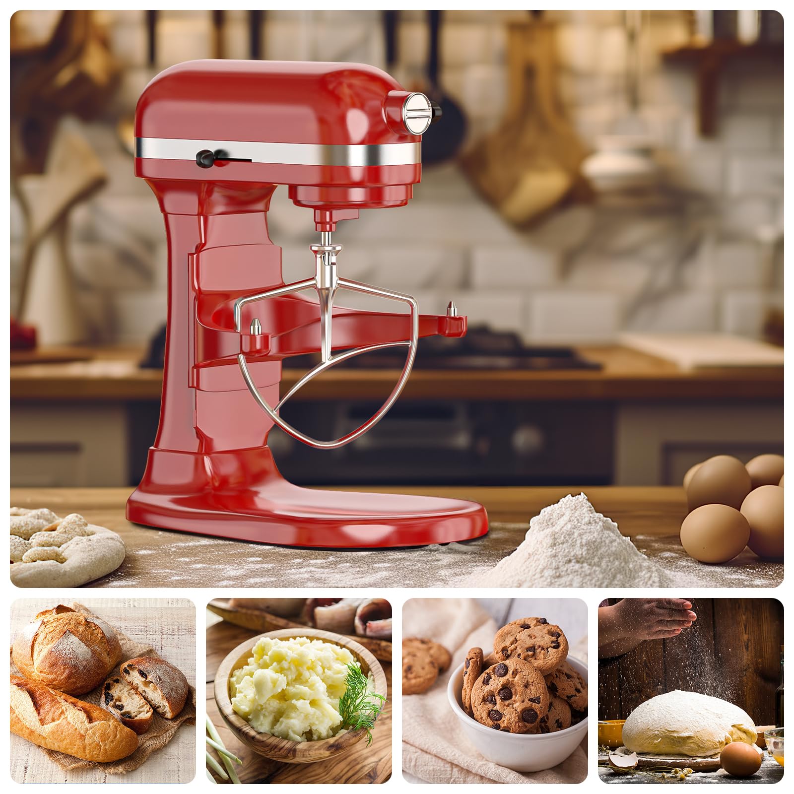 Stainless Steel Flat Beater For Kitchenaid 5Plus/6 Qt. Bowl Lift Stand Mixers, Paddle Attachment For Kitchenaid Mixer, Dishwashe