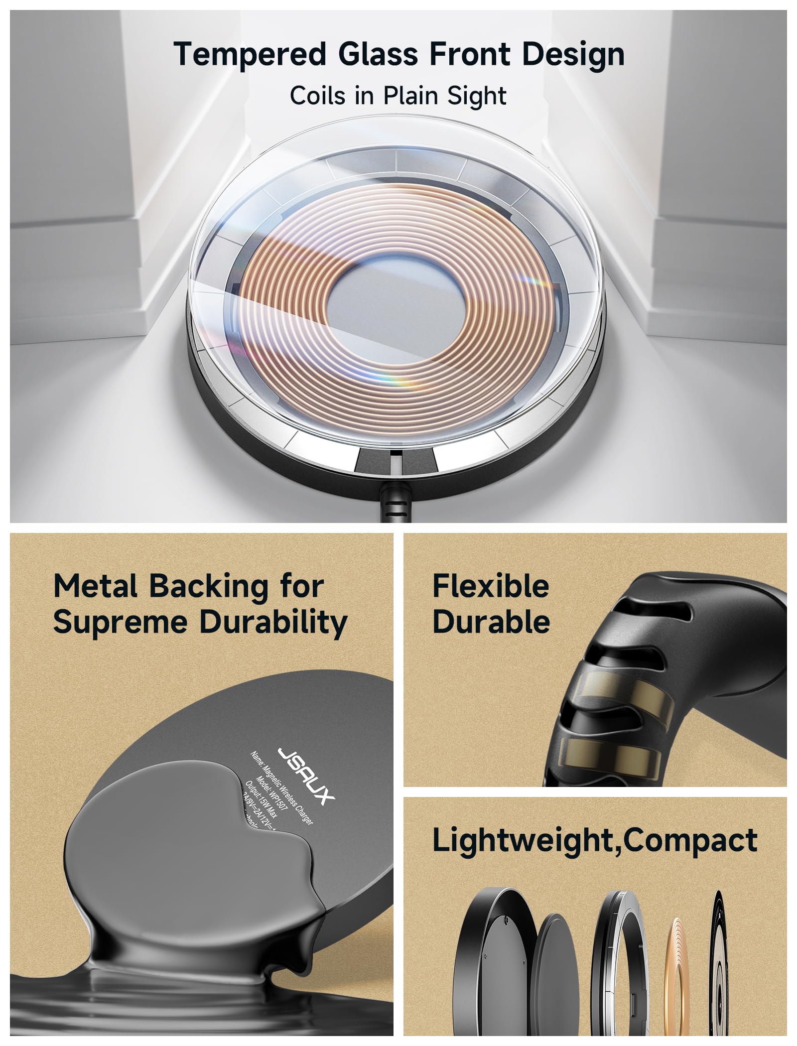 Jsaux Magnetic Wireless Charger Compatible With Magsafe Charger/Iphone 16/16 Pro/16 Plus/16 Pro Max/Iphone 15 14 13 12 Series, W