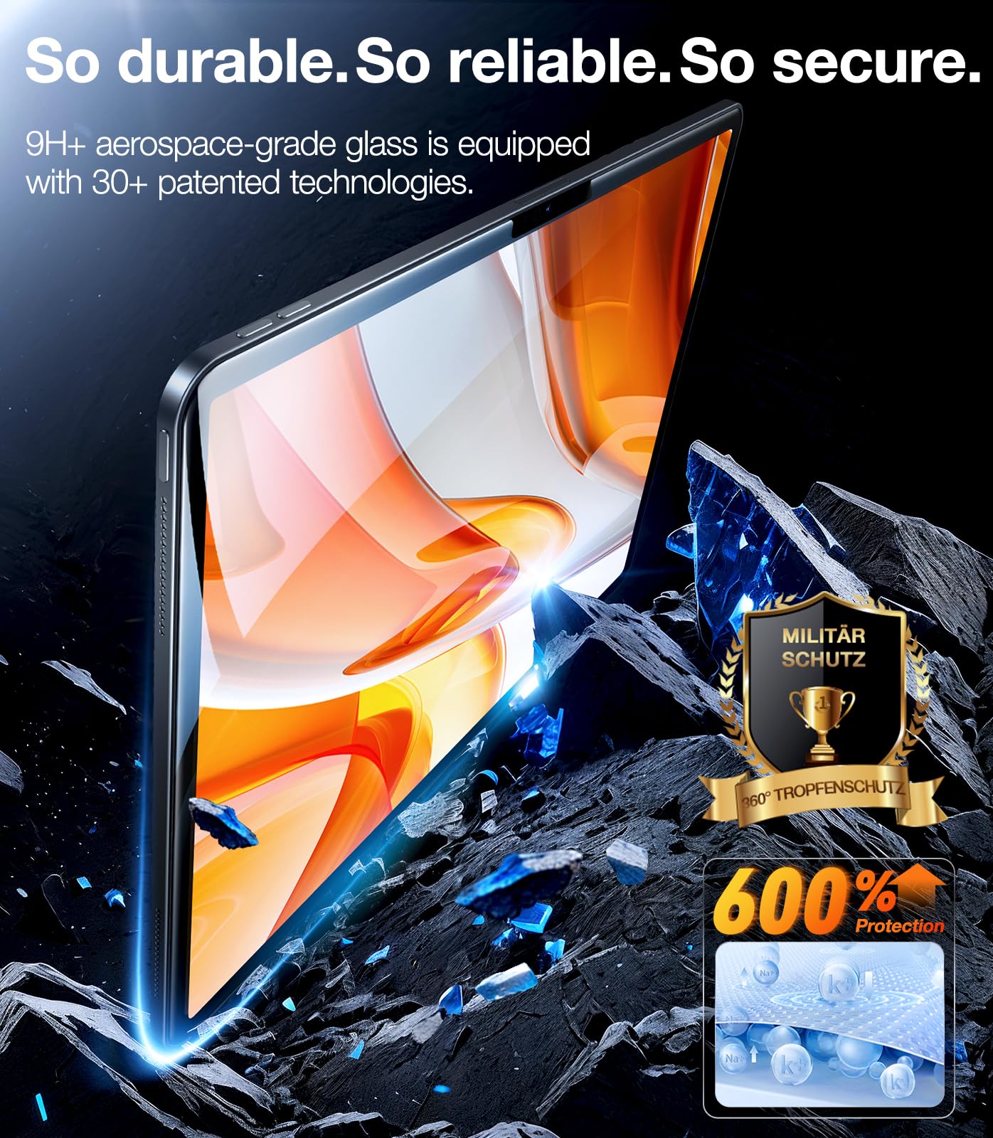 Torras Military Grade Protection For Ipad Air 13 Inch Screen Protector ( 2024, 6Th ) 9H+ Tempered Glass, One Step Installation,