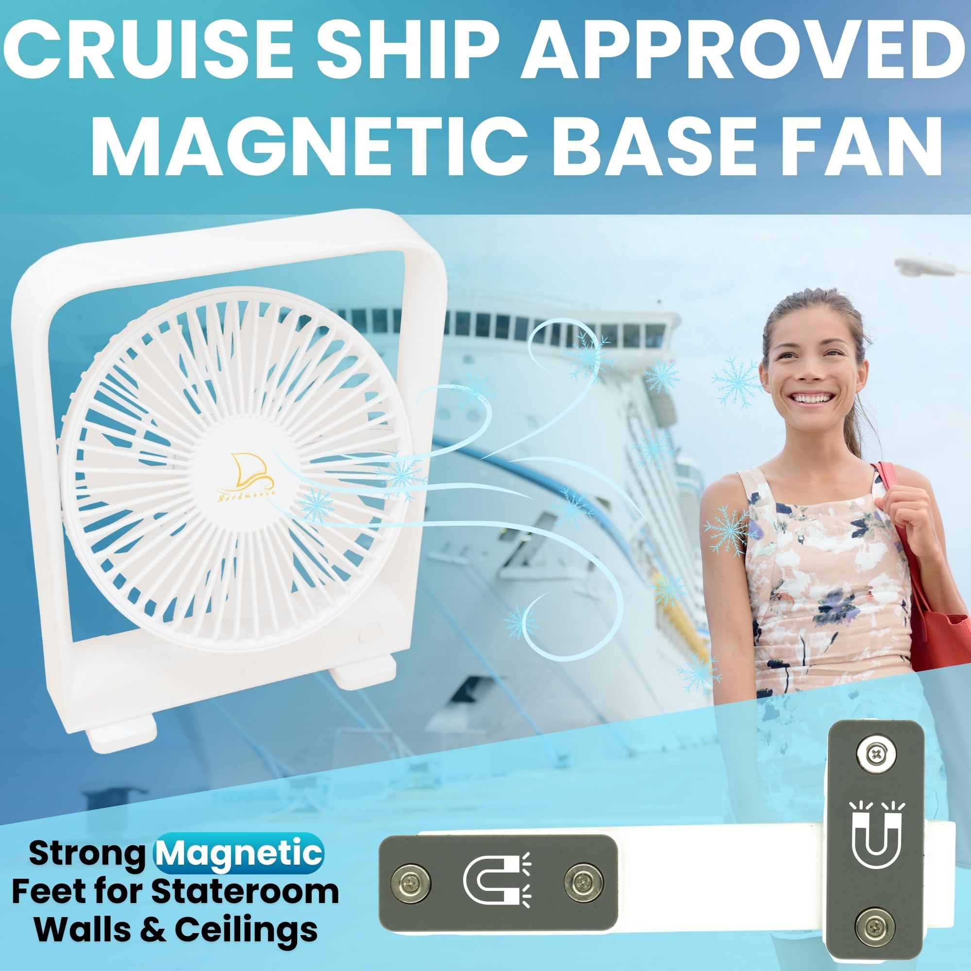 Cruise Ship Approved Fan   Magnetically Sticks On Cabin Ceilings And Walls   Powerful 3 Gear Fan For Cruise Ship Cabin Approved
