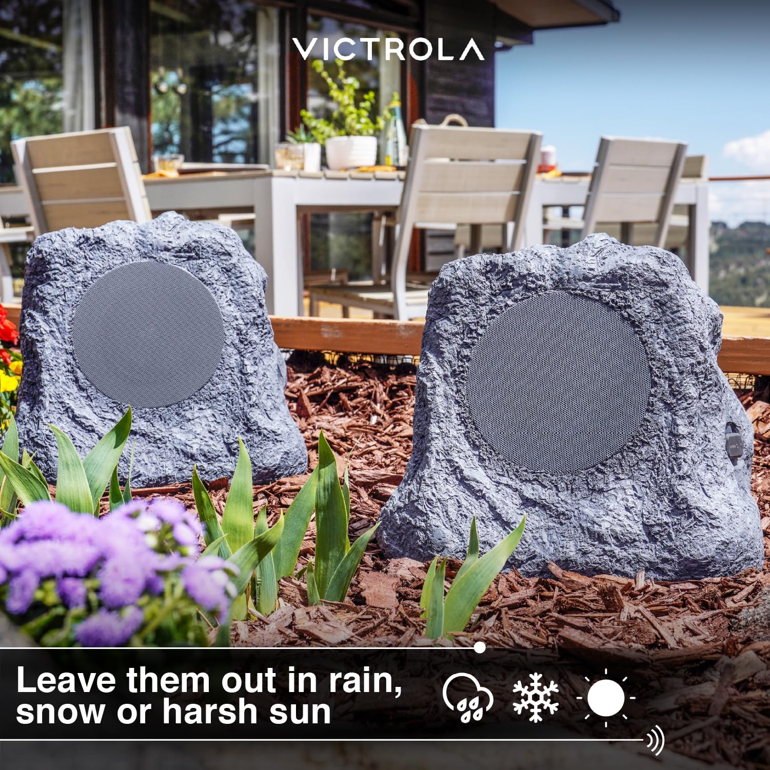 It.Innovative Technology Outdoor Rock Speaker Pair - Wireless Bluetooth , For Garden, Patio, Waterproof, Built For All Seasons &