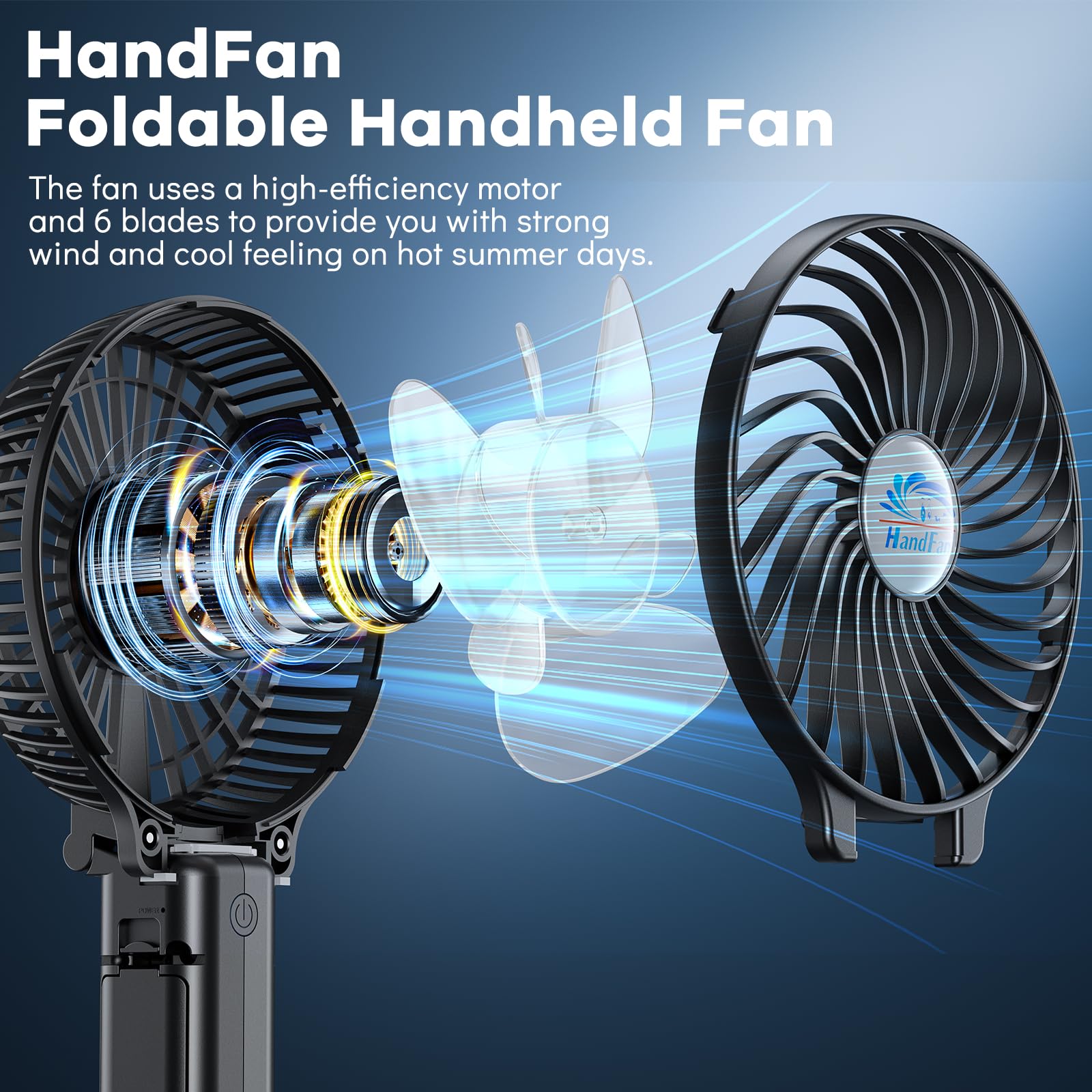Handfan Portable Fans Battery Operated Handheld Fan Rechargeable With Anti Automatic Working Button & Built In Bracket Usb Desk