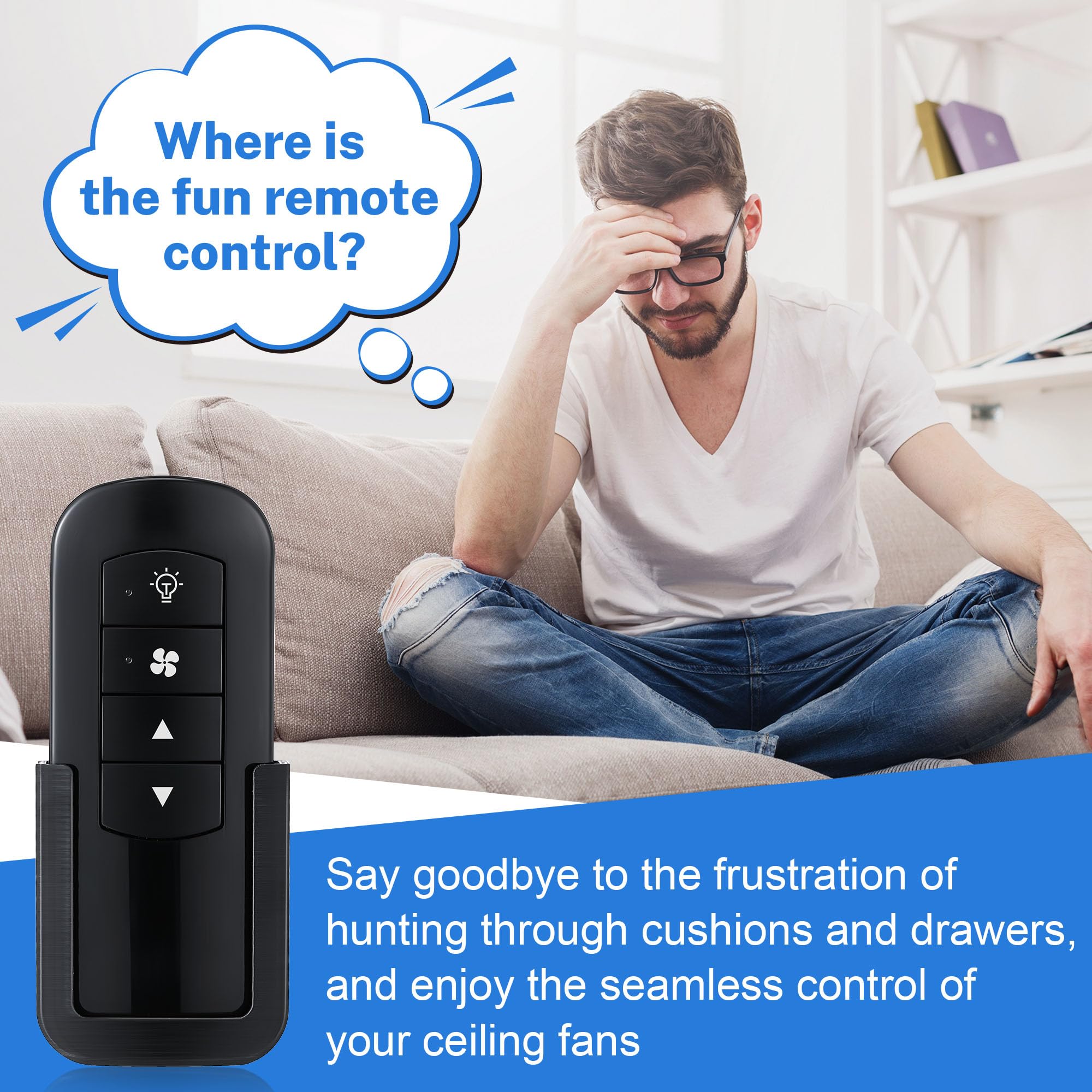 Saillong 1 Pack Ceiling Fan Remote Control Holder With Screws Wall Mount Fan Remote Bracket (Black)