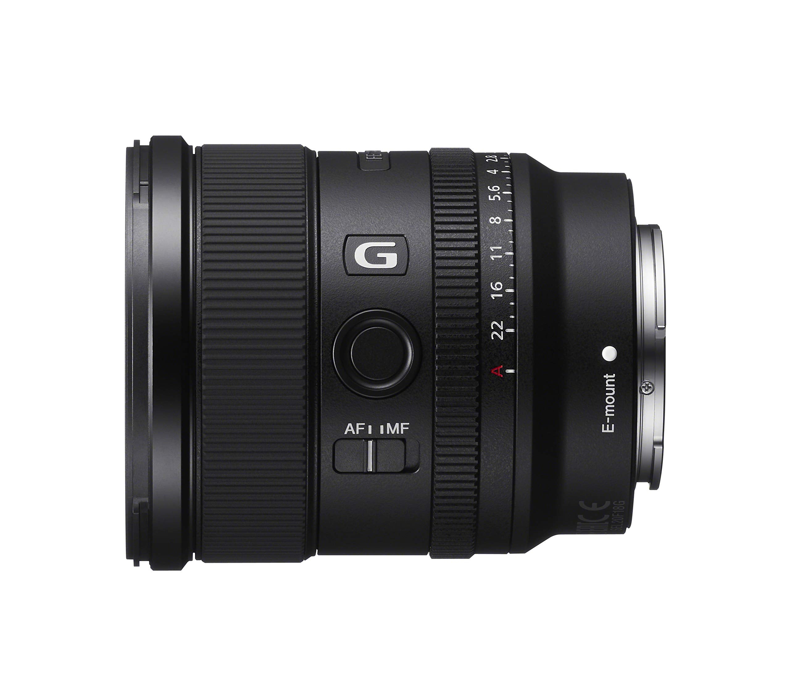 Sony FE 20mm F1.8 G Full Frame Large Aperture Ultra Wide Prime Angle G Lens, Model: SEL20F18G,Black