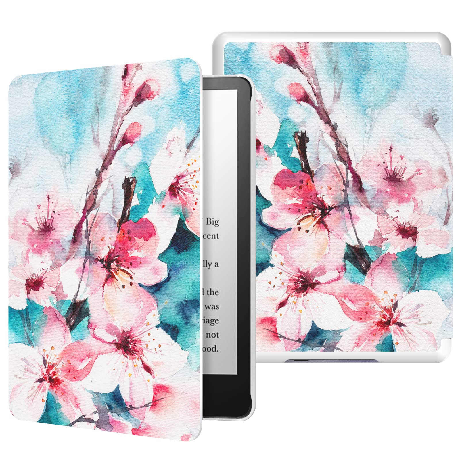 MoKo Case for 6.8' Kindle Paperwhite (11th Generation 2021) and Kindle Paperwhite Signature Edition, Light Shell Cover with Auto Wake/Sleep for Kindle Paperwhite 2021 E Reader, Peach Blossom