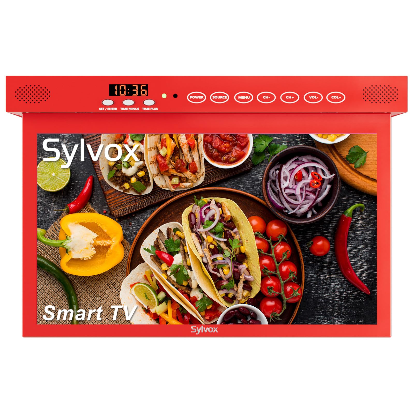 SYLVOX 15.6 Under Cabinet Smart TV - 360 Rotation, 90 Flip-Down Screen, Wireless Connectivity, Space-Saving Design for Kitchen,