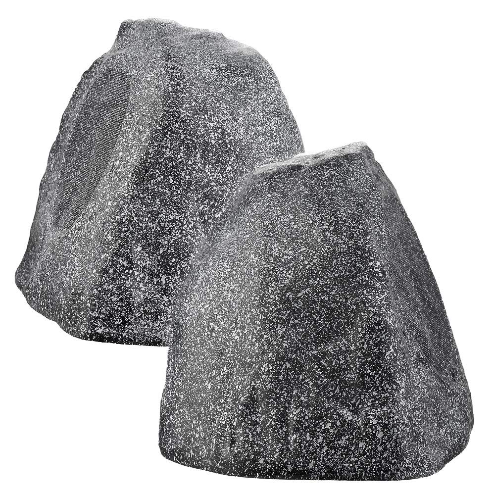 OSD Audio 8' Wireless Bluetooth Outdoor Rock Speaker Granite Grey Pair IP67 Power Supply BTR805