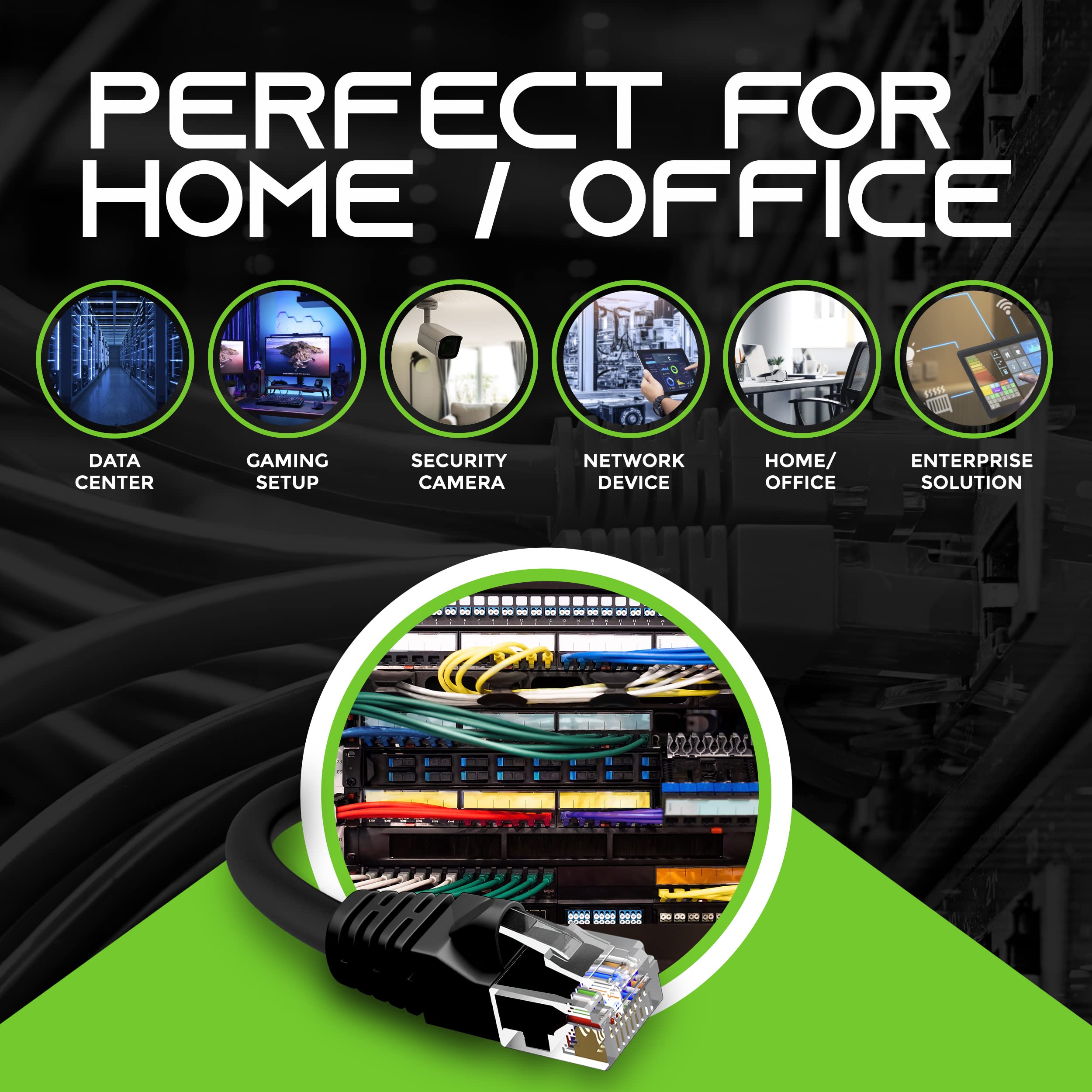 Gearit 24 Pack, Cat5E Ethernet Patch Cable 1 Foot   Snagless Rj45 Computer Lan Network Cord, Black