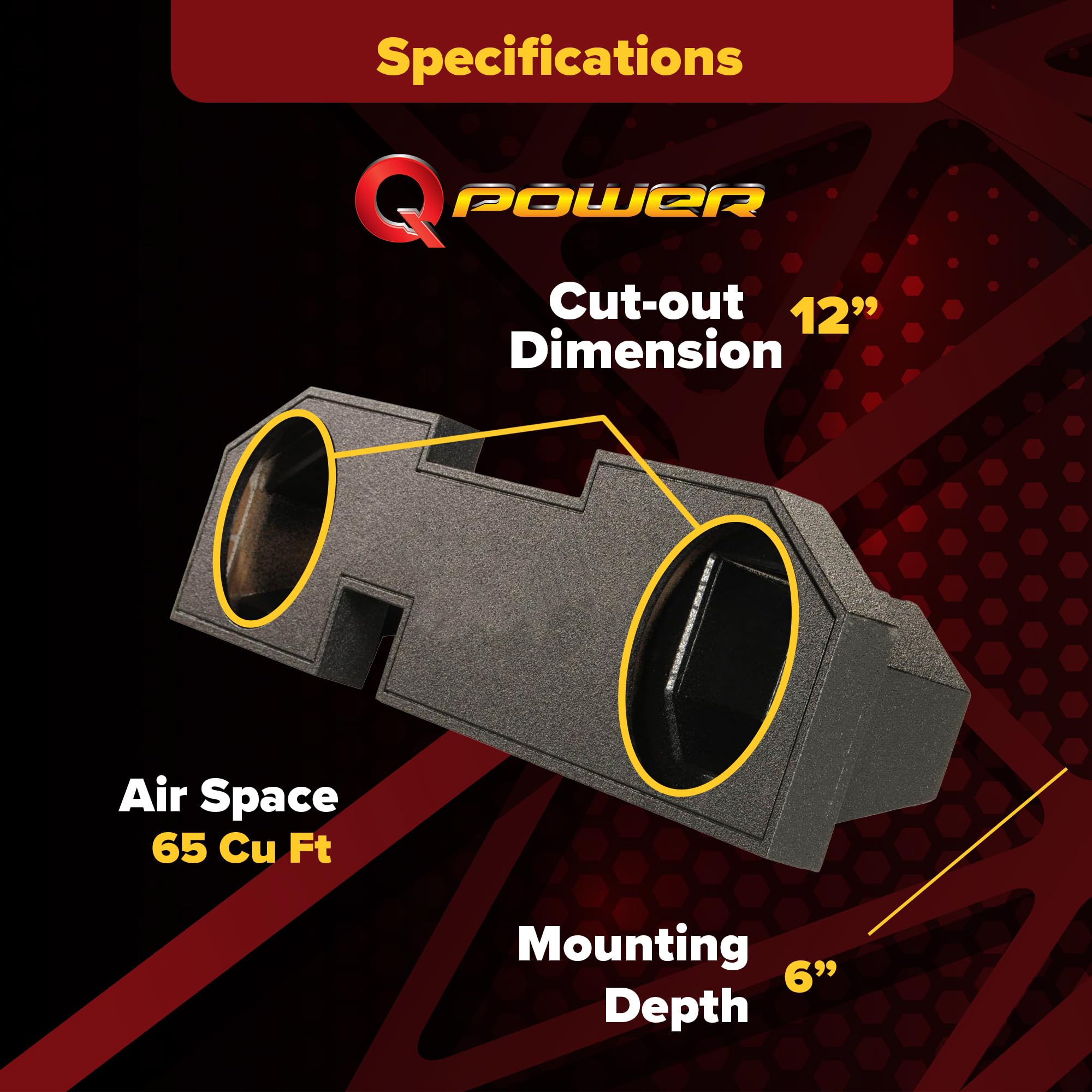 Q Power QBDODGE12 4DR Dual 12 Inch Vented Subwoofer Box Enclosure for Dodge Quad Cab 2002-2016 Black