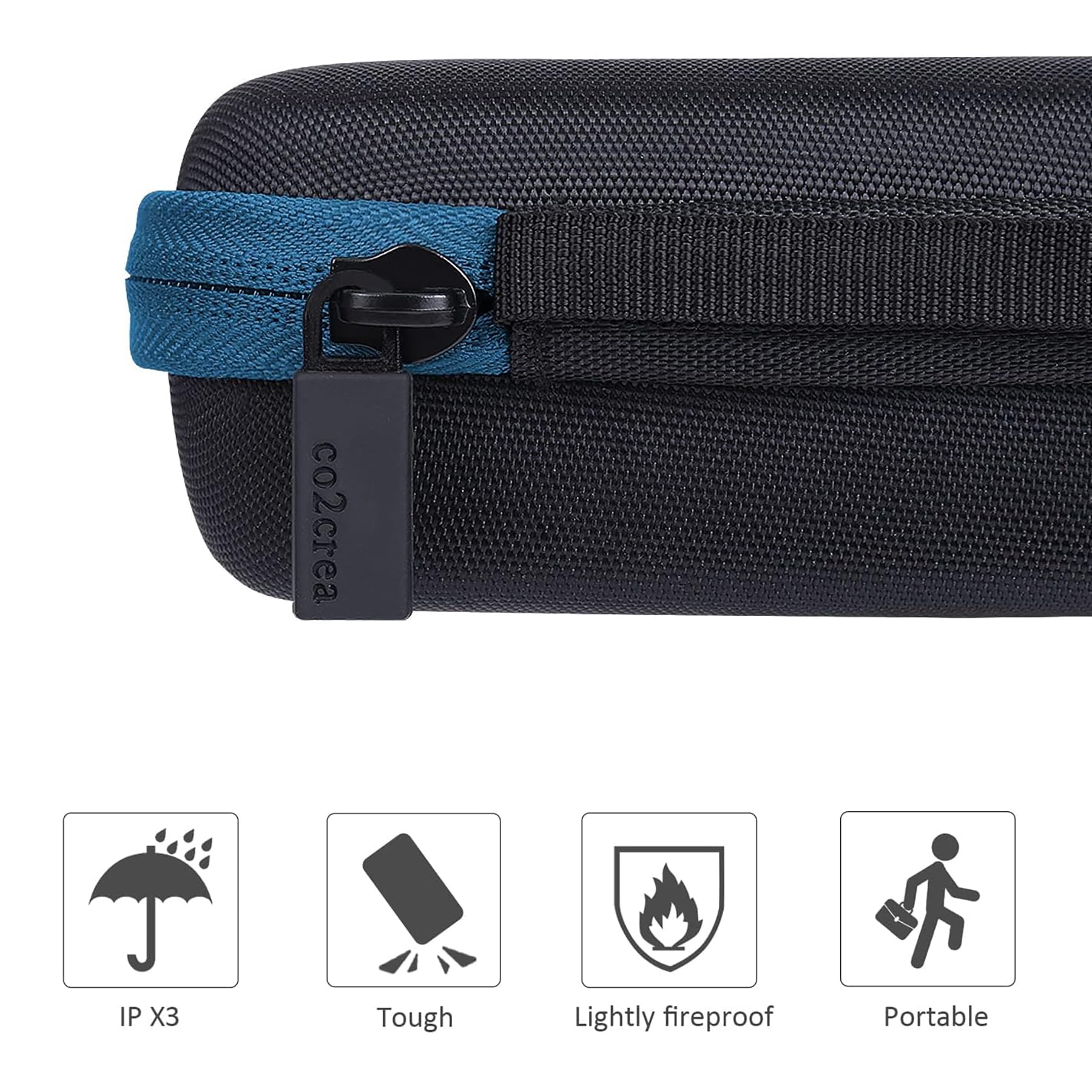 Co2Crea Hard Carrying Case Replacement For Jbl Go 4 Go3 Go 3 Eco Portable Speaker (Black Case + Inside Blue)
