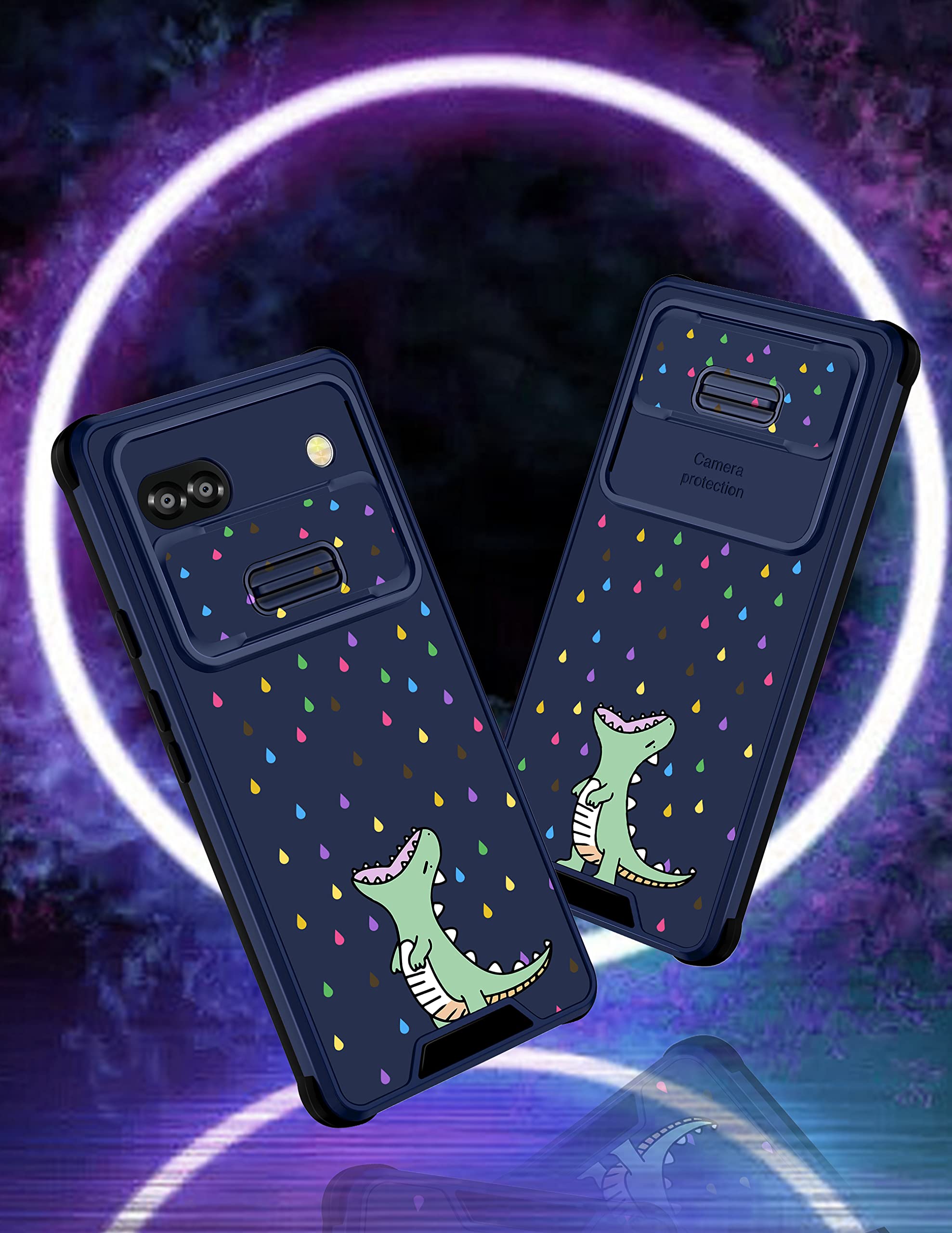 Goocrux For Google Pixel 6A Case Dinosaurs For Girls Women Cute Cartoon Girly Phone Cover Kawaii Dinosaur Design Teen Boys With