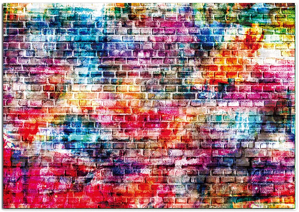 Dudaacvt 7X5Ft Colorful Brick Wall Photography Backdrops For 80'S 90'S Hip Hop Disco Birthday Baby Birthday Party Wedding Gradua