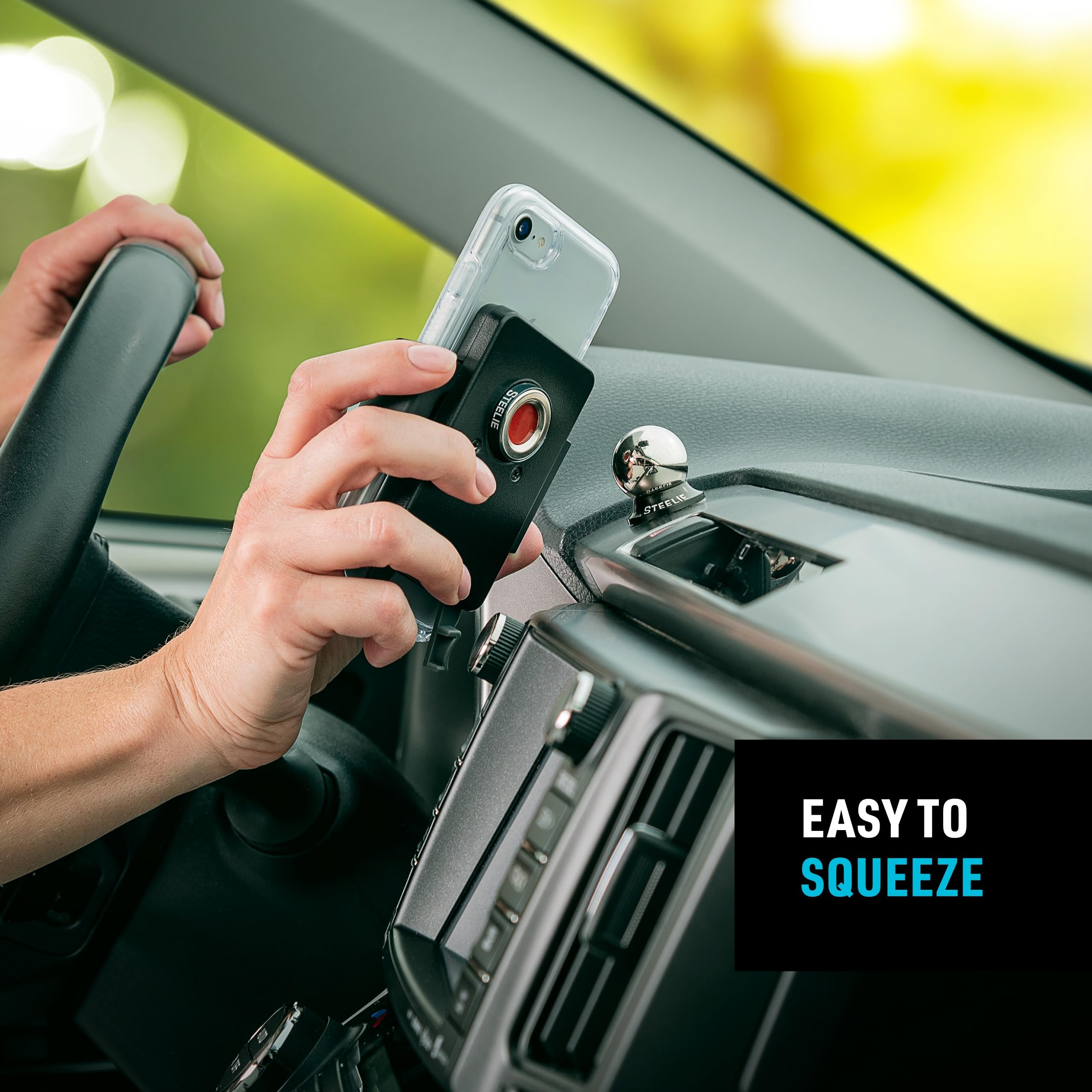 Nite Ize Steelie Squeeze Clamp - Magnetic Cell Phone Holder For Dashboards, Vents & Windshields - Versatile & Adjustable Phone M