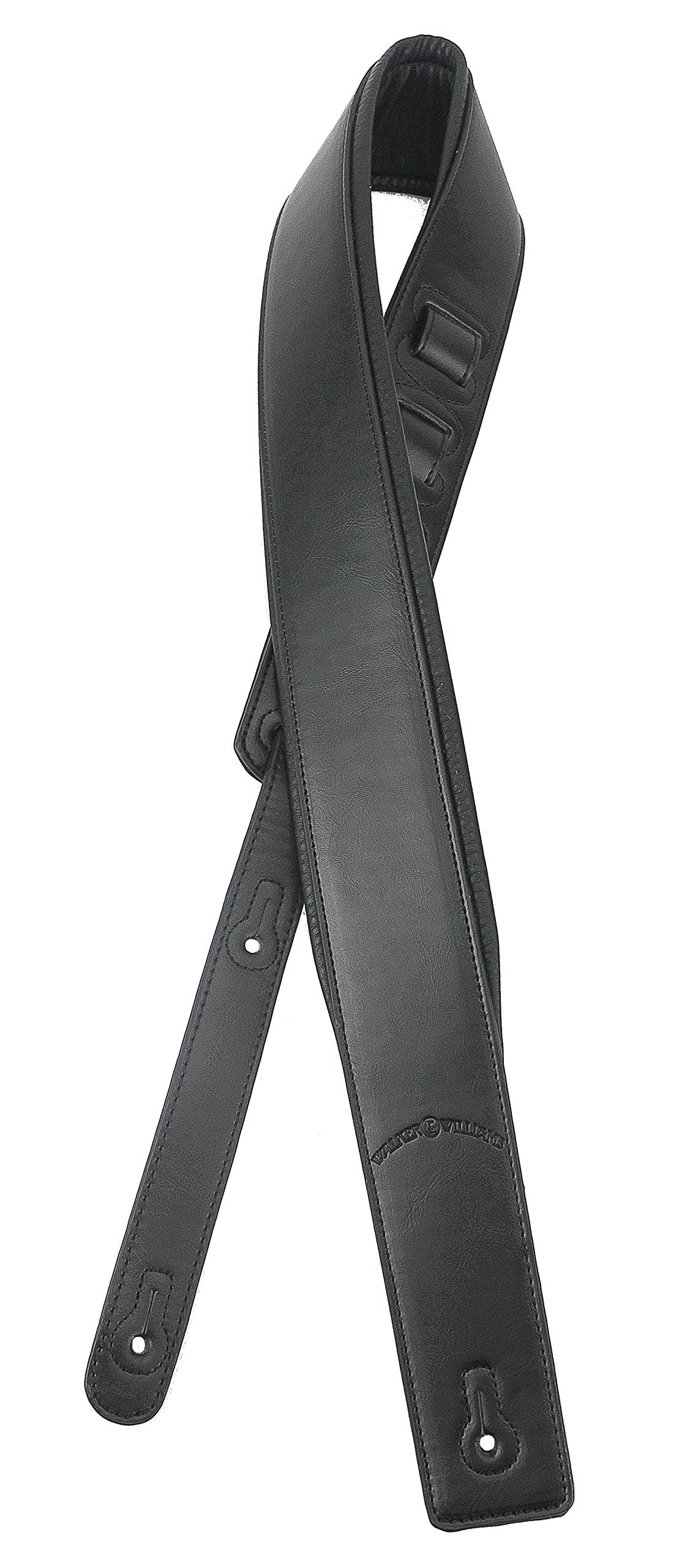 Walker & Williams G 918 Handmade Natural Finish Black Leather Padded Guitar Strap For Acoustic, Electric, And Bass Guitars