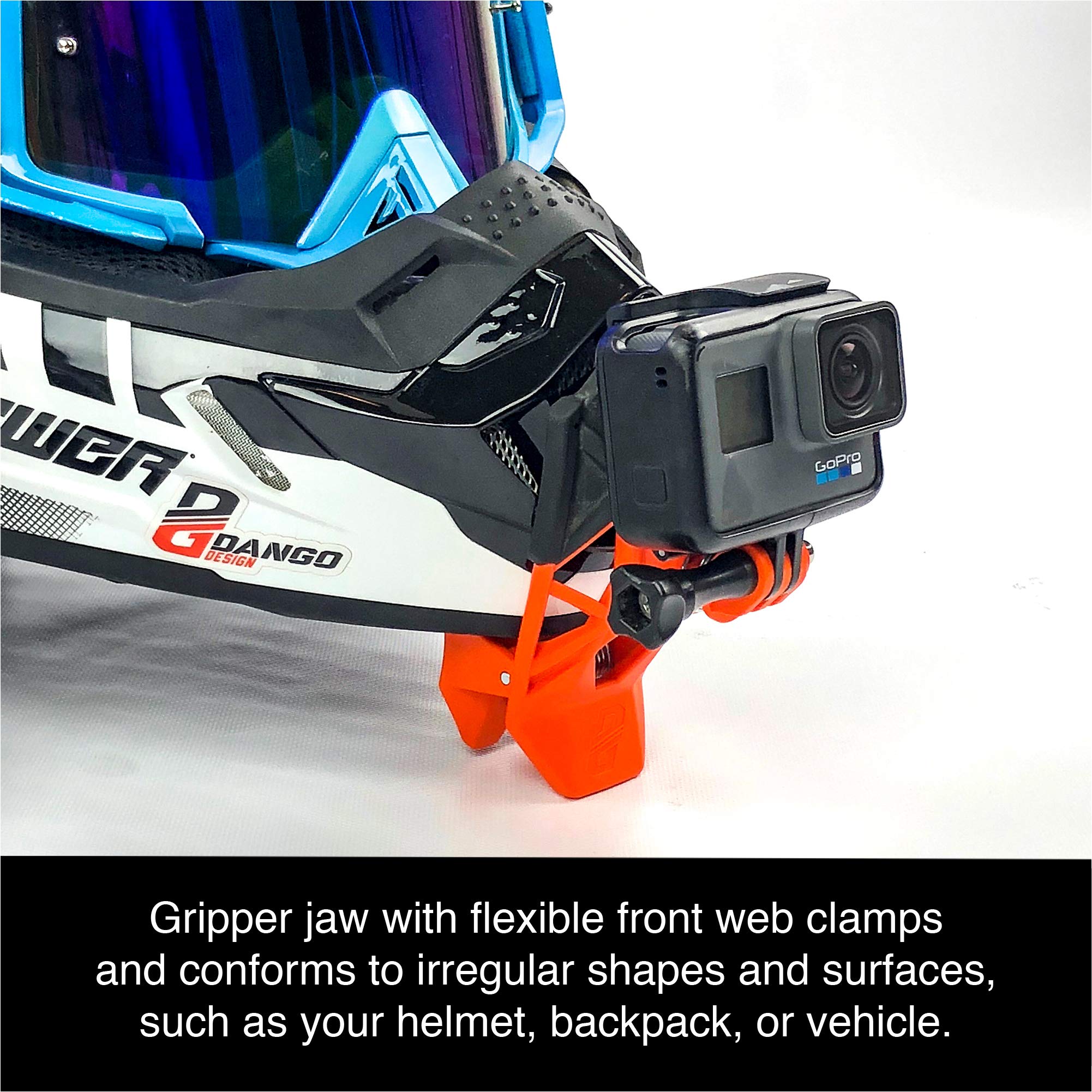 Dango Design Gripper Mount   Universal Clamp Mount For Action Cameras, Use As A Mount On Motorcycle, Powersports Helmets & More   Bomber Blue