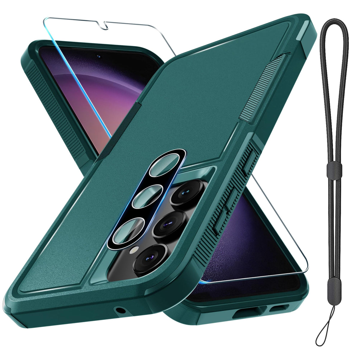For Samsung Galaxy S23 Fe Case [Not For S23], Full Body Heavy Duty Rugged Shockproof Protective Phone Cover With Wrist Strap Lan