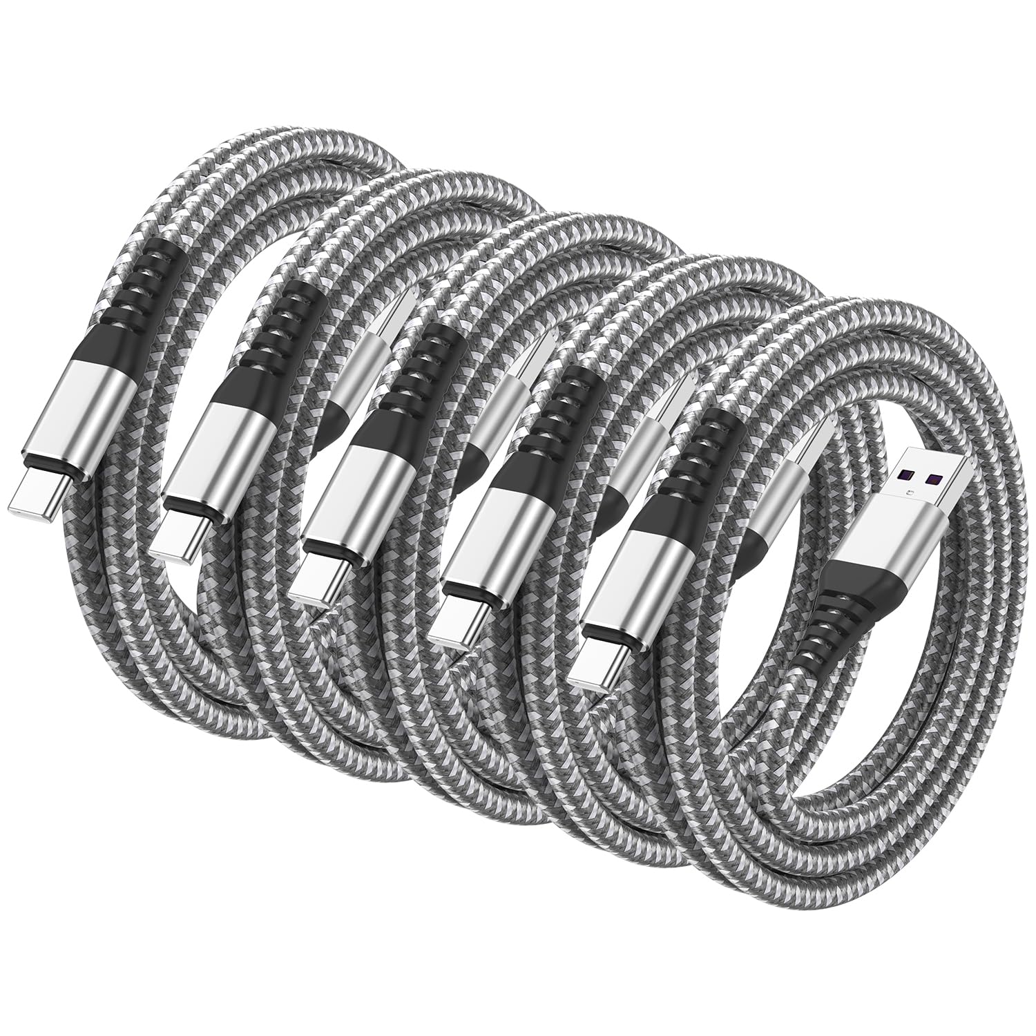 5Pack Usb C Type C Cable 6Ft,Nylon Braided Fast Charging 3A Quick Charger Cord,Usb A To Type C Charger Cord Cable For Iphone 15 Samsung Galaxy S20 S10 S9 S8 Plus S10E, Note 20 10 9 8, Moto G7 G8
