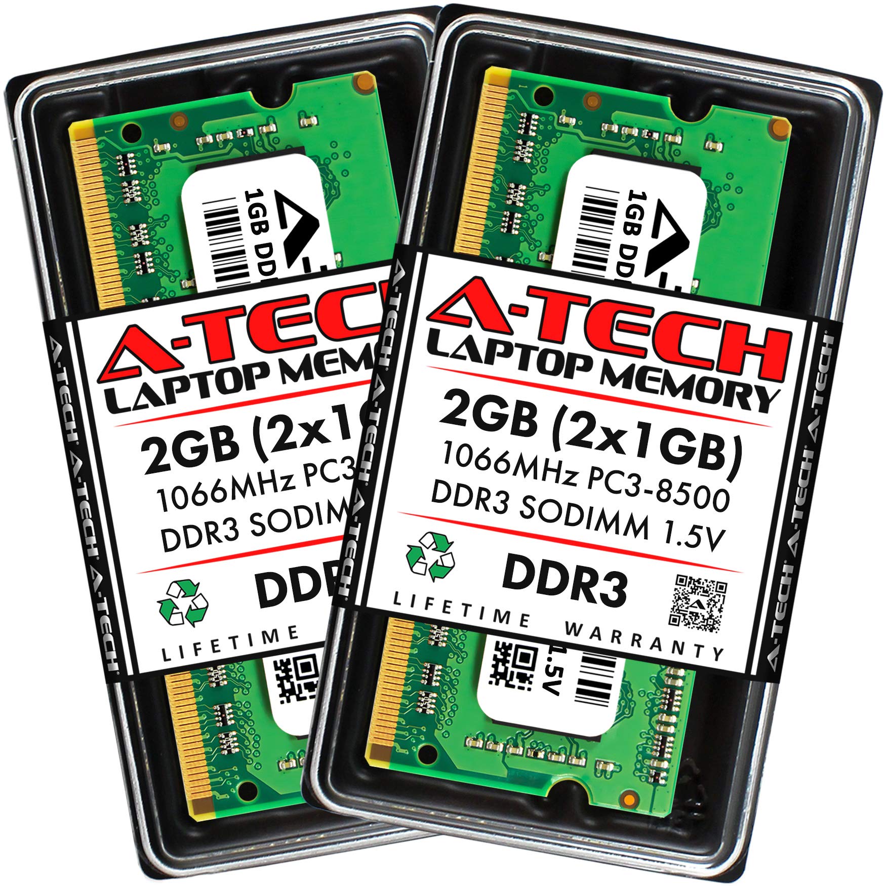 A Tech 2Gb (2X1Gb) Ddr3 1066Mhz Pc3 8500 Cl7 Sodimm 1.5V 204 Pin Non Ecc So Dimm Laptop, Notebook Ram Memory Modules