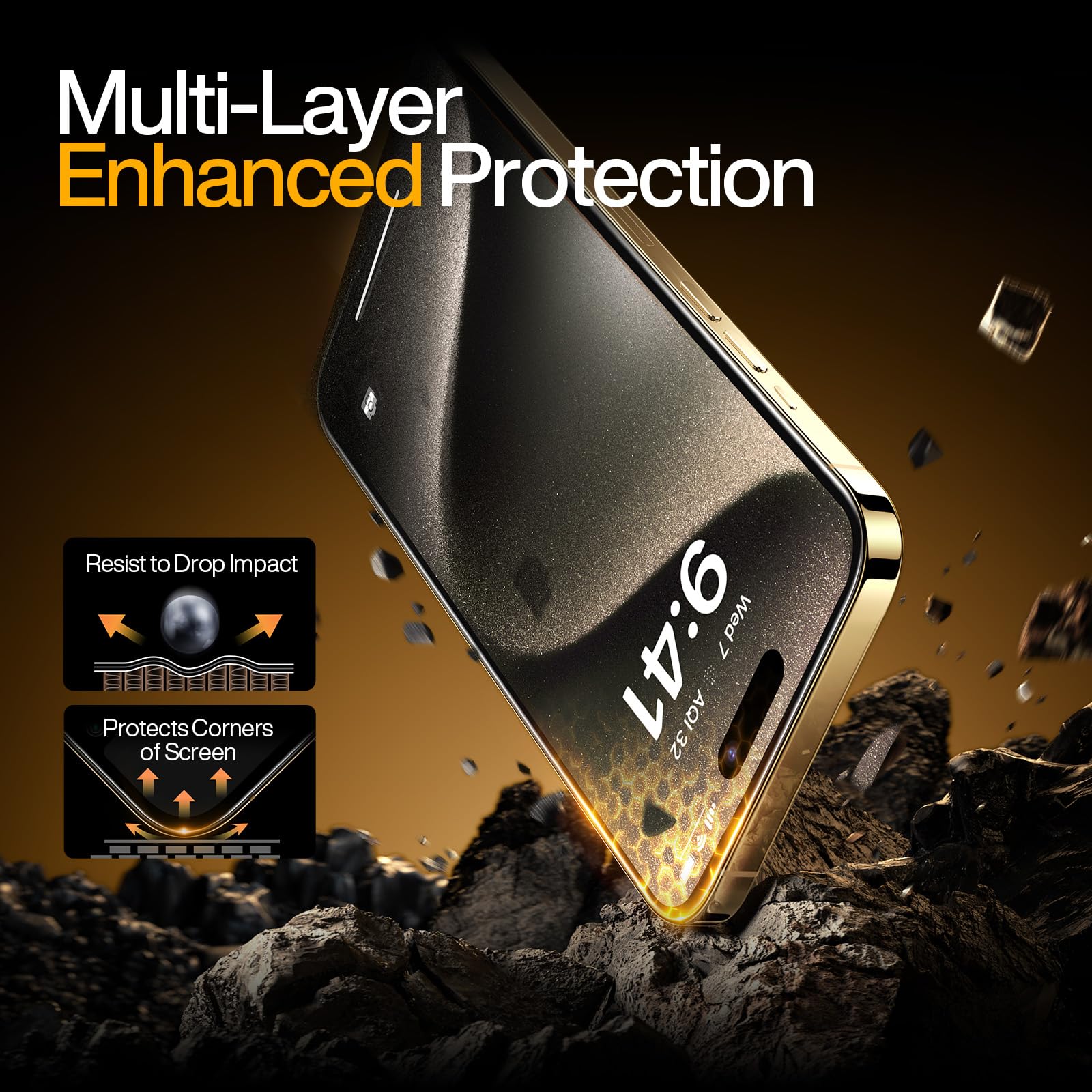 Smartdevil 3 Pack Screen Protector For Iphone 15 Pro Max (6.7 Inch) Tempered Glass, Hd Clear Film, Easy Installation, Dust Free