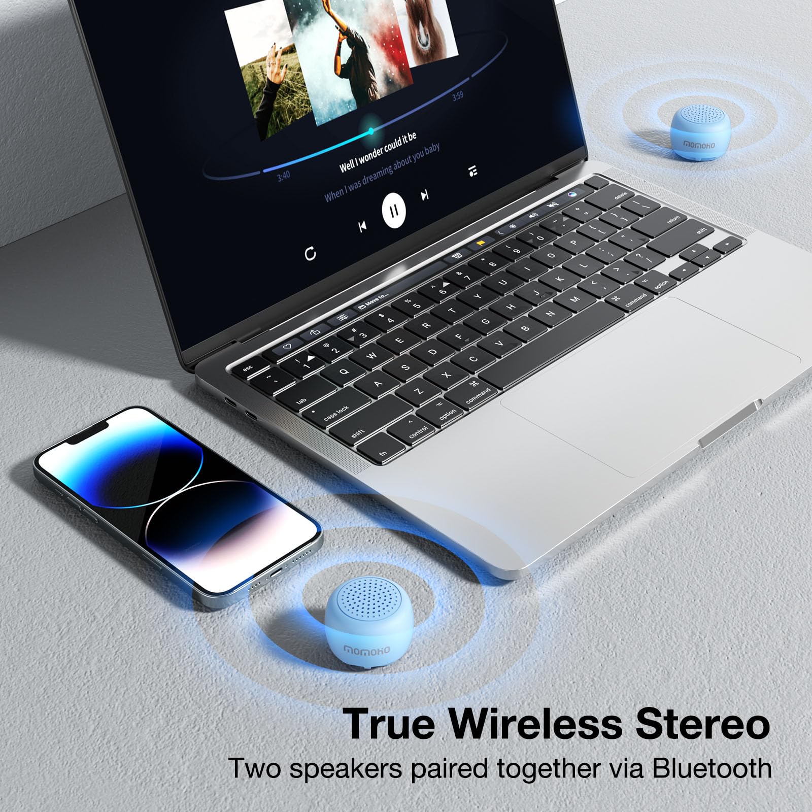 Momoho Mini Bluetooth Speaker Small Bluetooth Speaker Wireless With Remote Shutter,Tws Pairing, Built In Mic, Portable Bluetooth