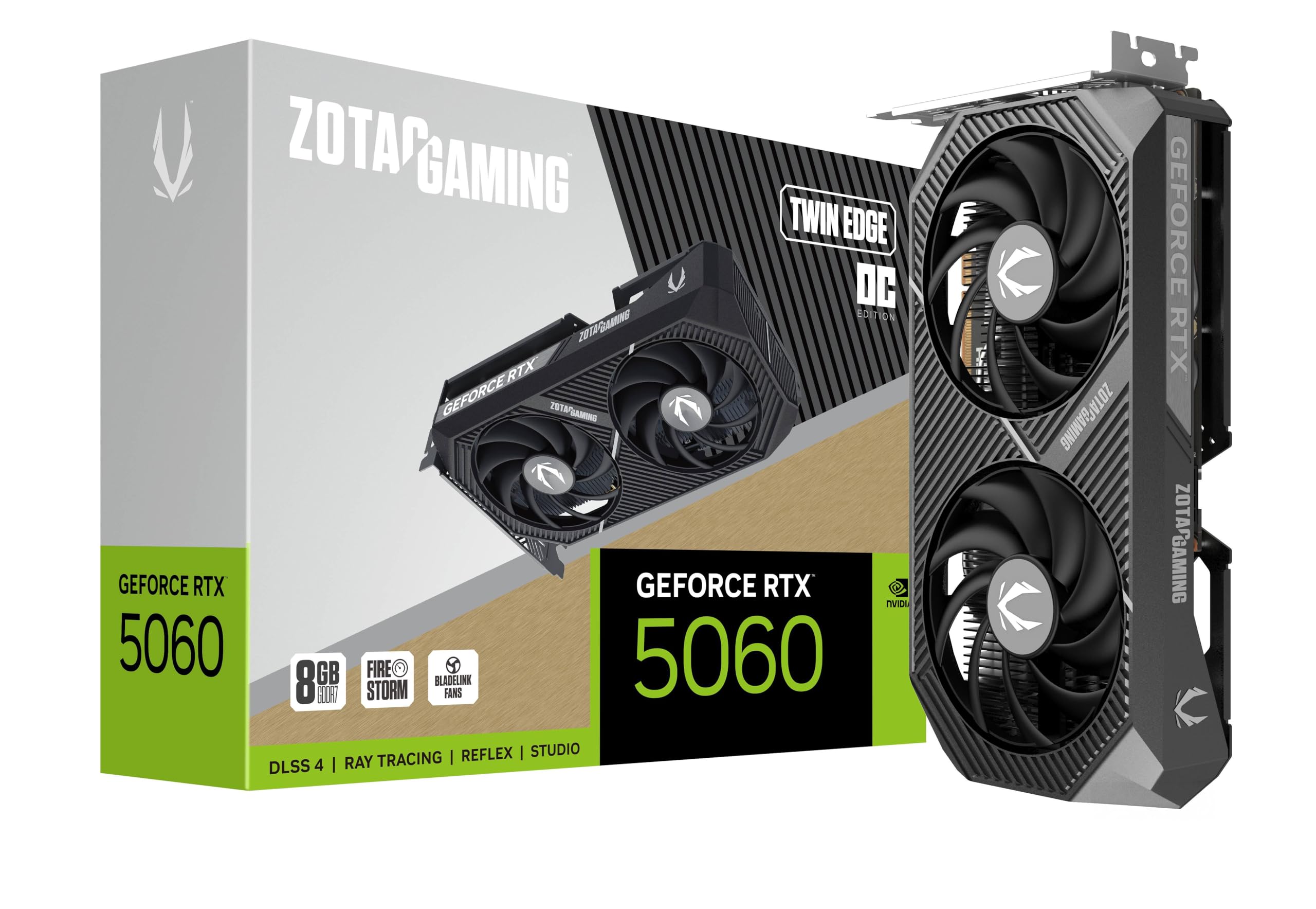 ZOTAC Gaming GeForce RTX 5060 Twin Edge OC DLSS 4 8GB GDDR7 128-bit 28 Gbps PCIE 5.0 Gaming Graphics Card, SFF-Ready Compact Car