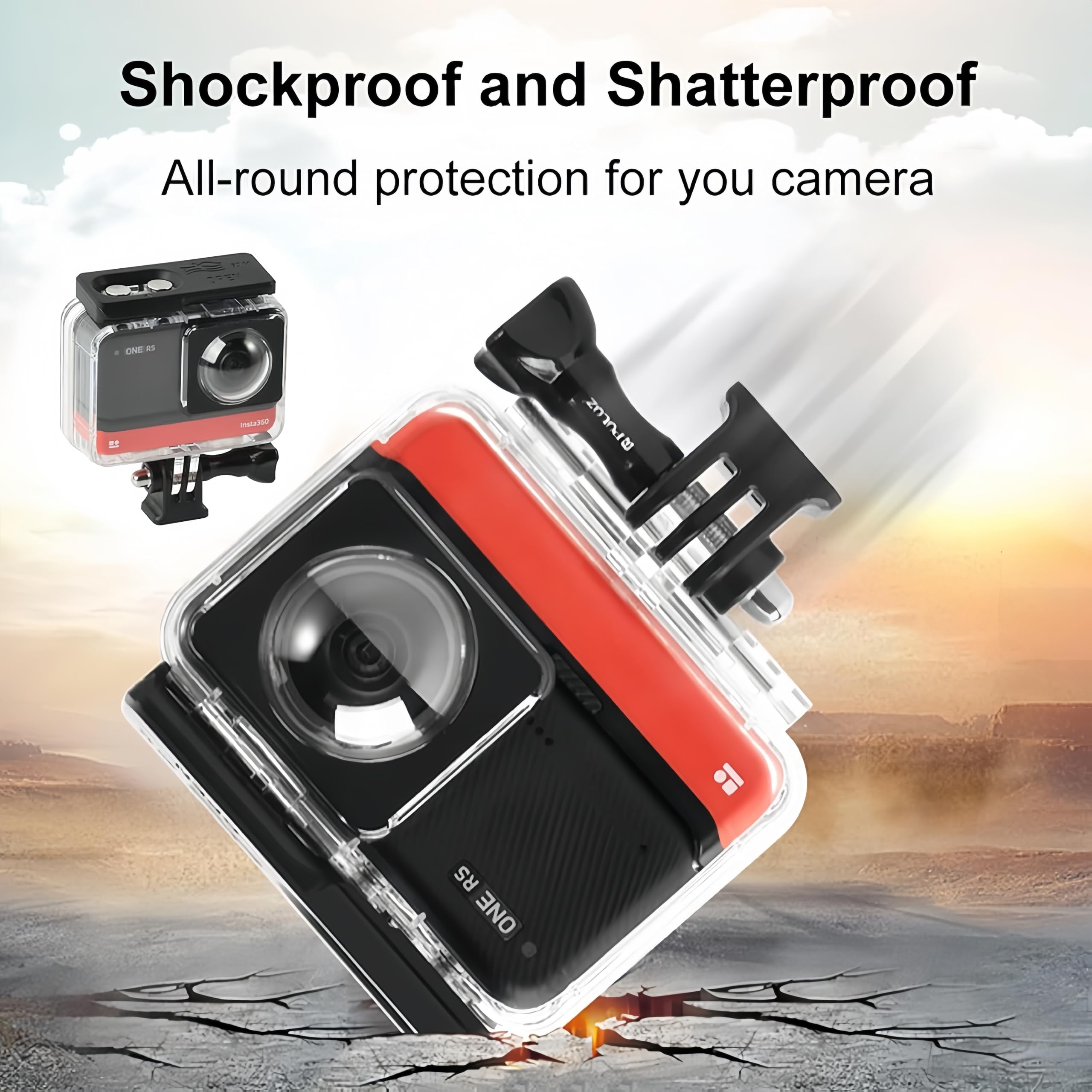 Honlyn Waterproof Housing Case Compatible With Insta360 One Rs 360 Underwater Diving Shell 60M Protective Shell