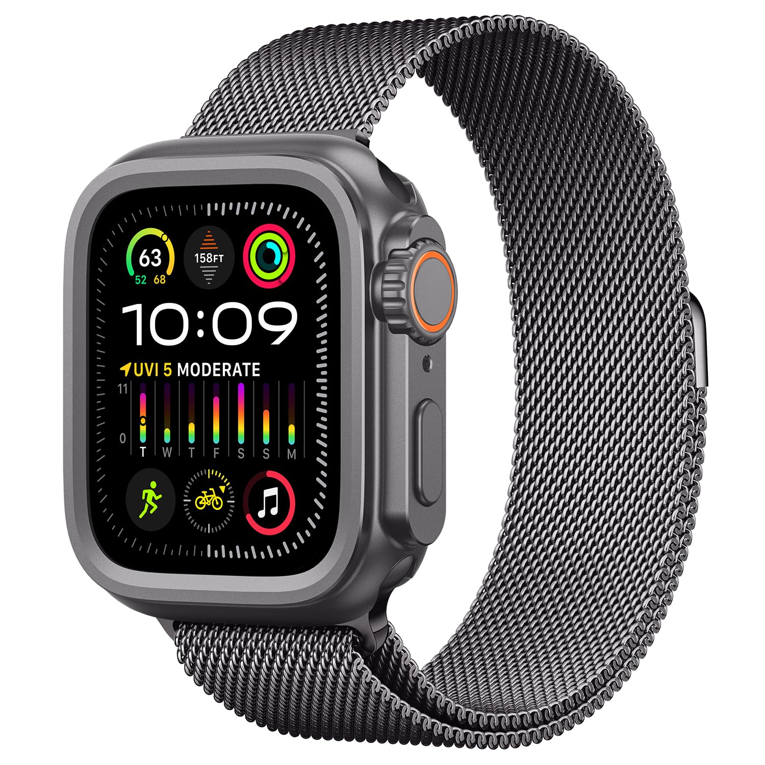 Amband 3 In 1 Metal Case Compatible With Apple Watch Series 9/8/7 45Mm, W1 Protector Rugged Bumper With Watch Crown + Watch Back