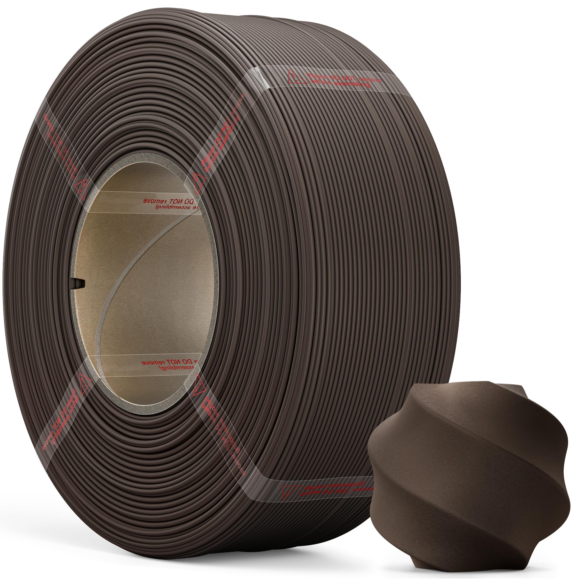 MarsWork Matte PLA Refill Filament 1kg (2.2lbs) for Reusable Spools, 1.75mm Spool-Less 3D Printing Filament Brown, Compatible wi