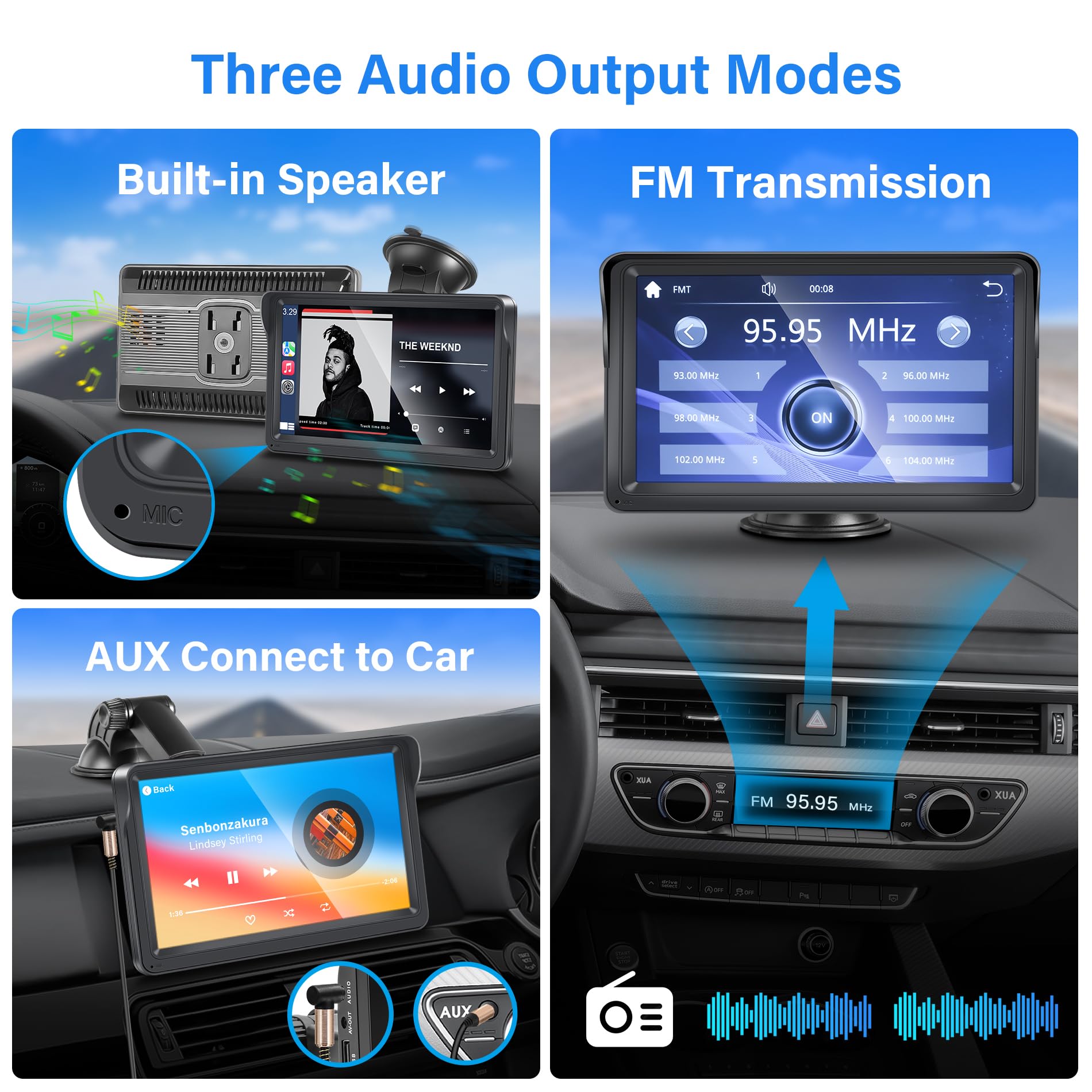 Apple Car Play Screen, Newest Portable Wireless Apple Carplay & Android Auto, Car Stereo Display, 7 Hd Ips Touchscreen, Car Radi