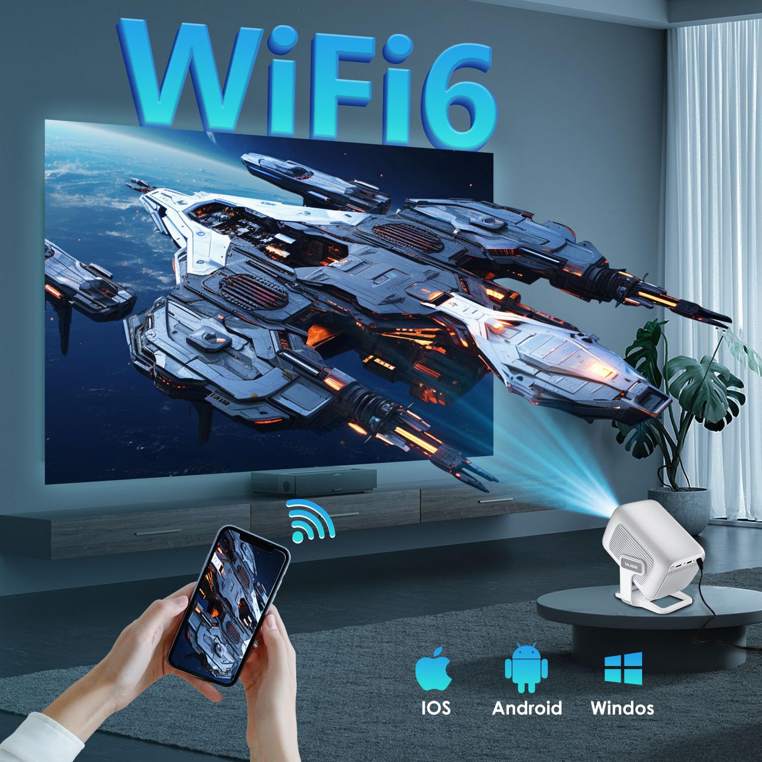 [ Auto Focus / Short Throw ] Smart Projector With Built In Apps, 5G Wifi And Bluetooth 5.4, 1080P Native Projectors 4K Outdoor M