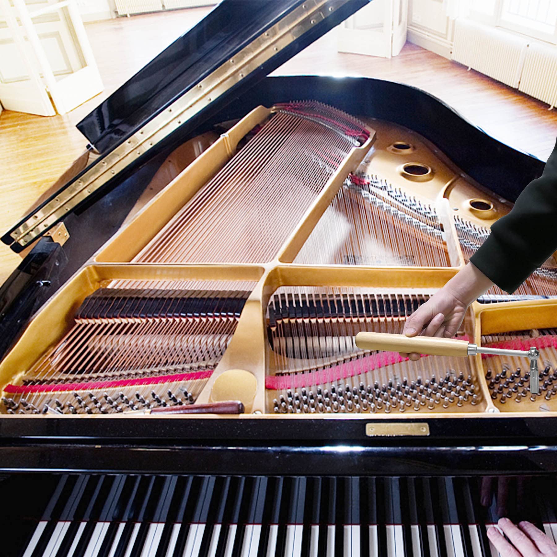 Professional Piano Tuning Kit, Piano Tuner Hammer Mute Kit Tools, Piano Tuning Lever Tools With Case, 6 Pcs