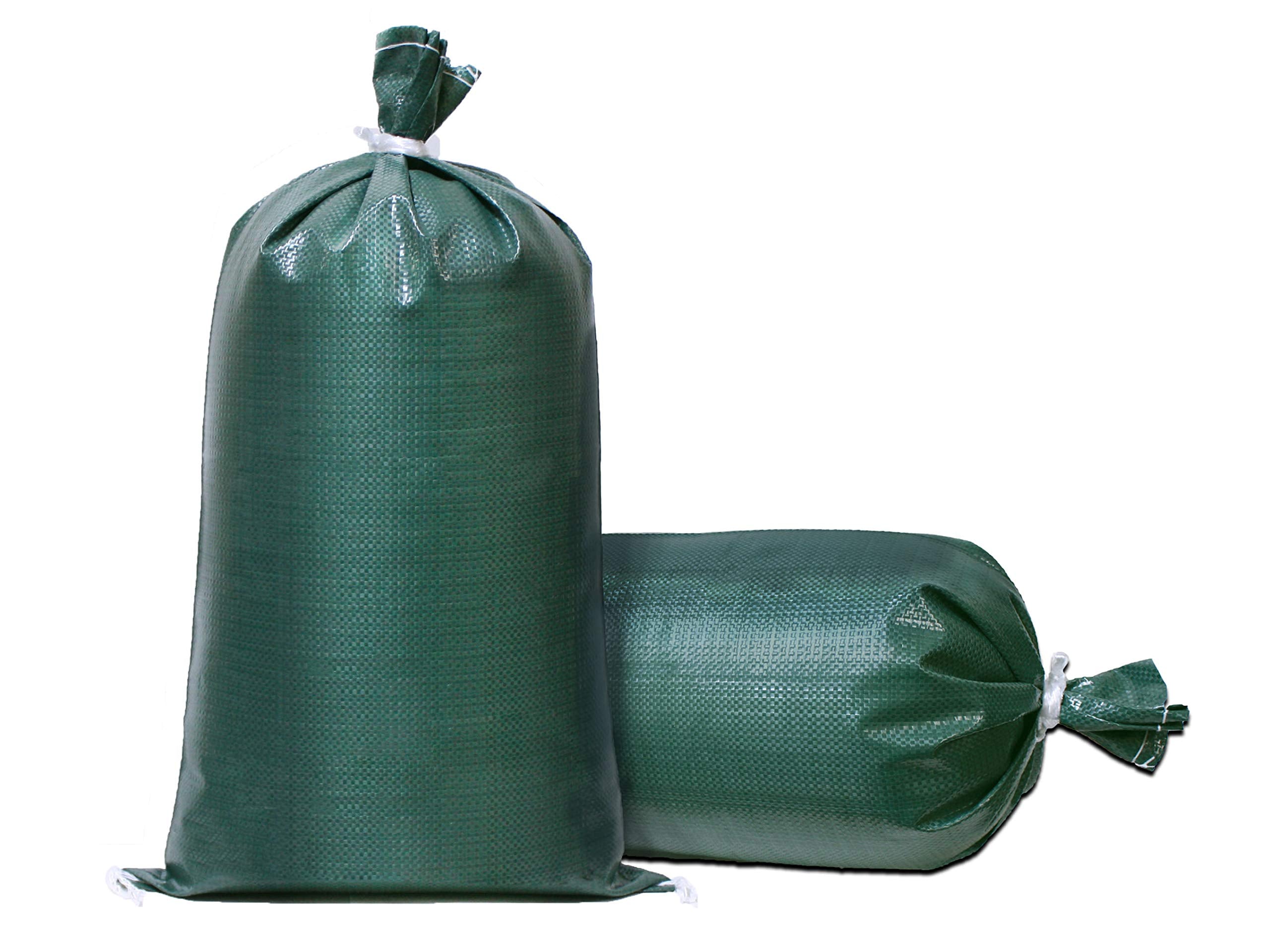 Terraright Sandbags   Extra Durable Empty Green Woven Polypropylene Sand Bags W/Ties, Max. Uv Protection, 14'' X 26'' (50 Count)
