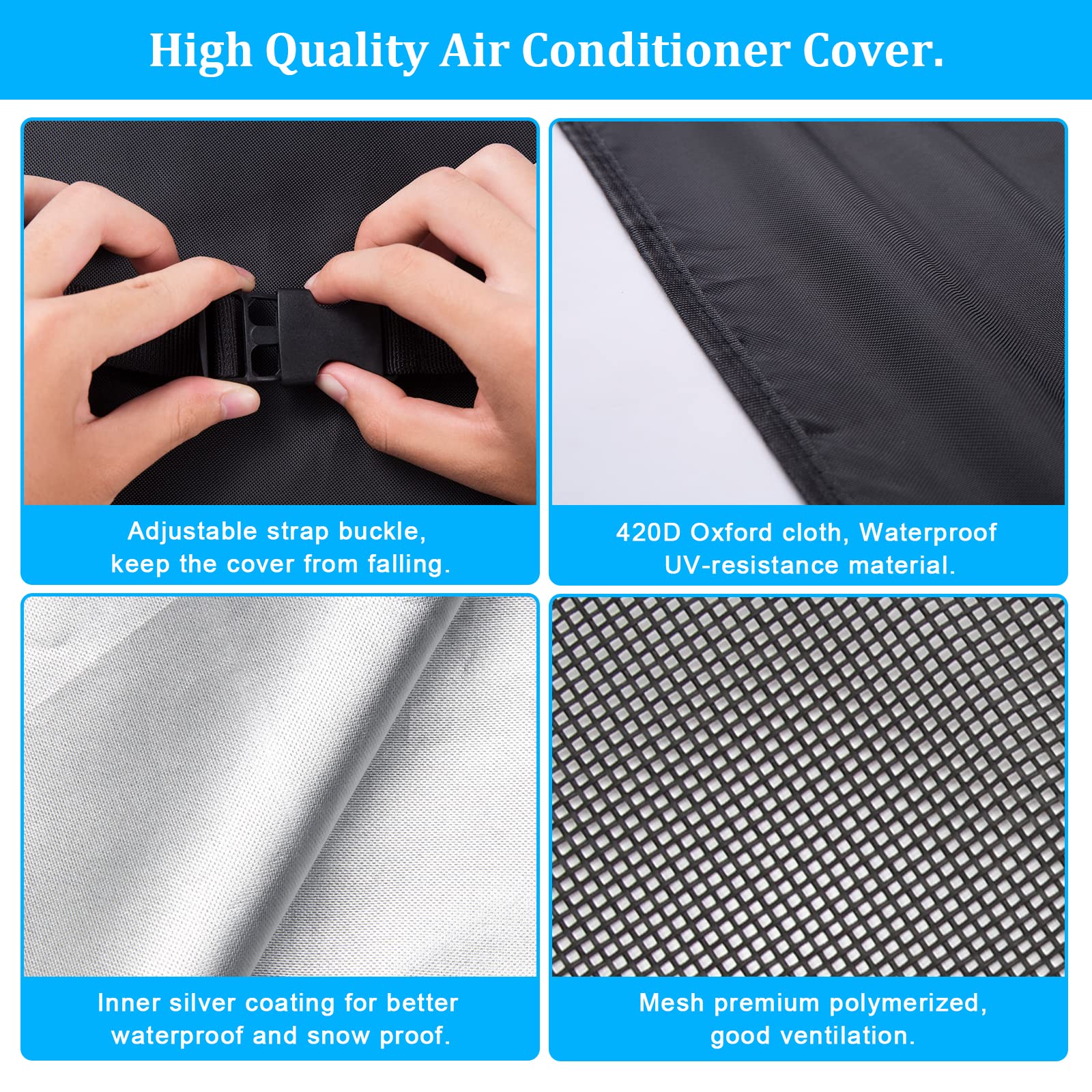 Luxiv Newest Design Mesh Window Air Conditioner Cover Outdoor, Support Window Ac Unit Work Use For Outside Window Ac Cover Black