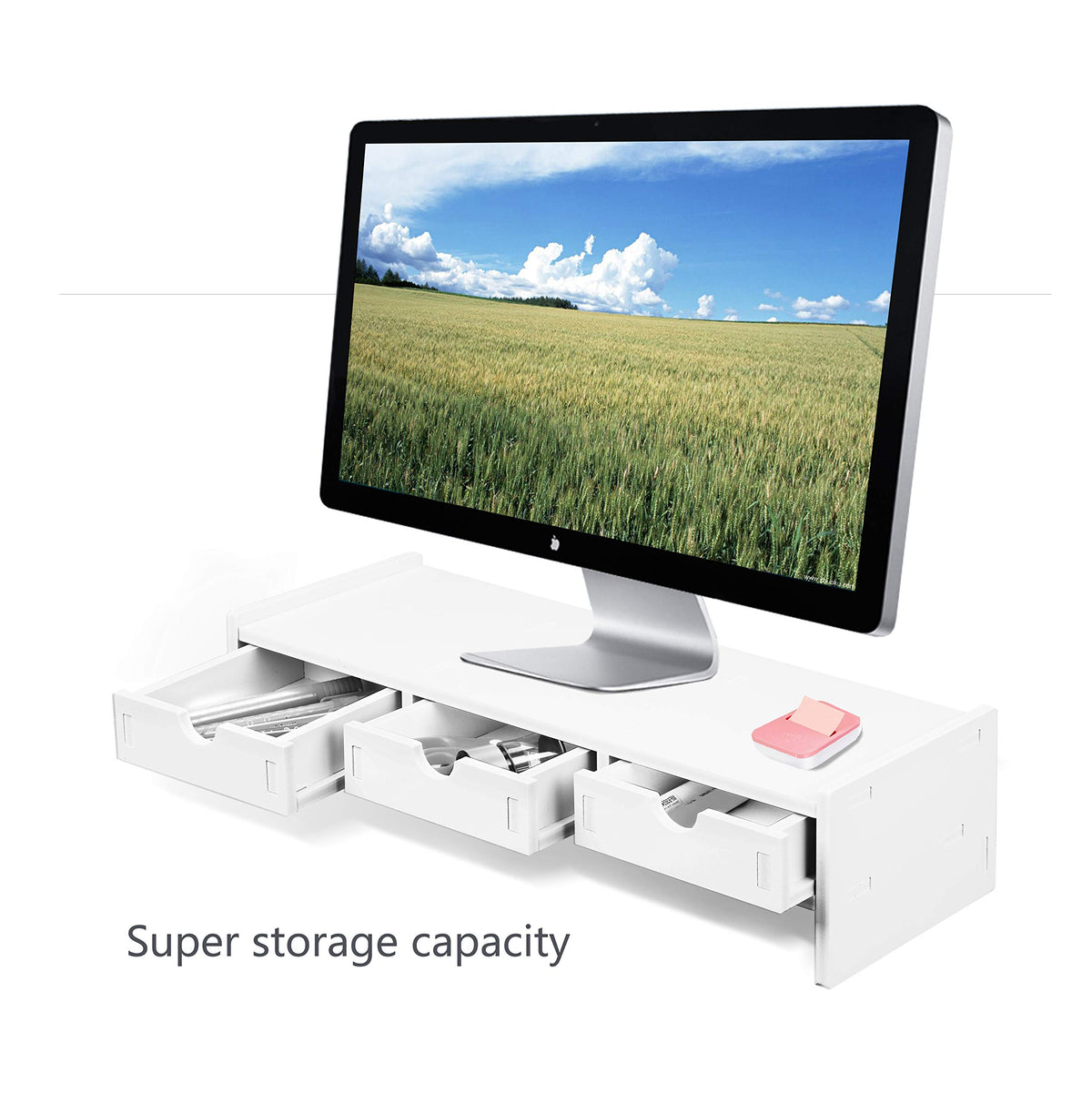 Monitor Stand Riser, Computer Laptop Riser Shelf With 3 Organizer Draw ...