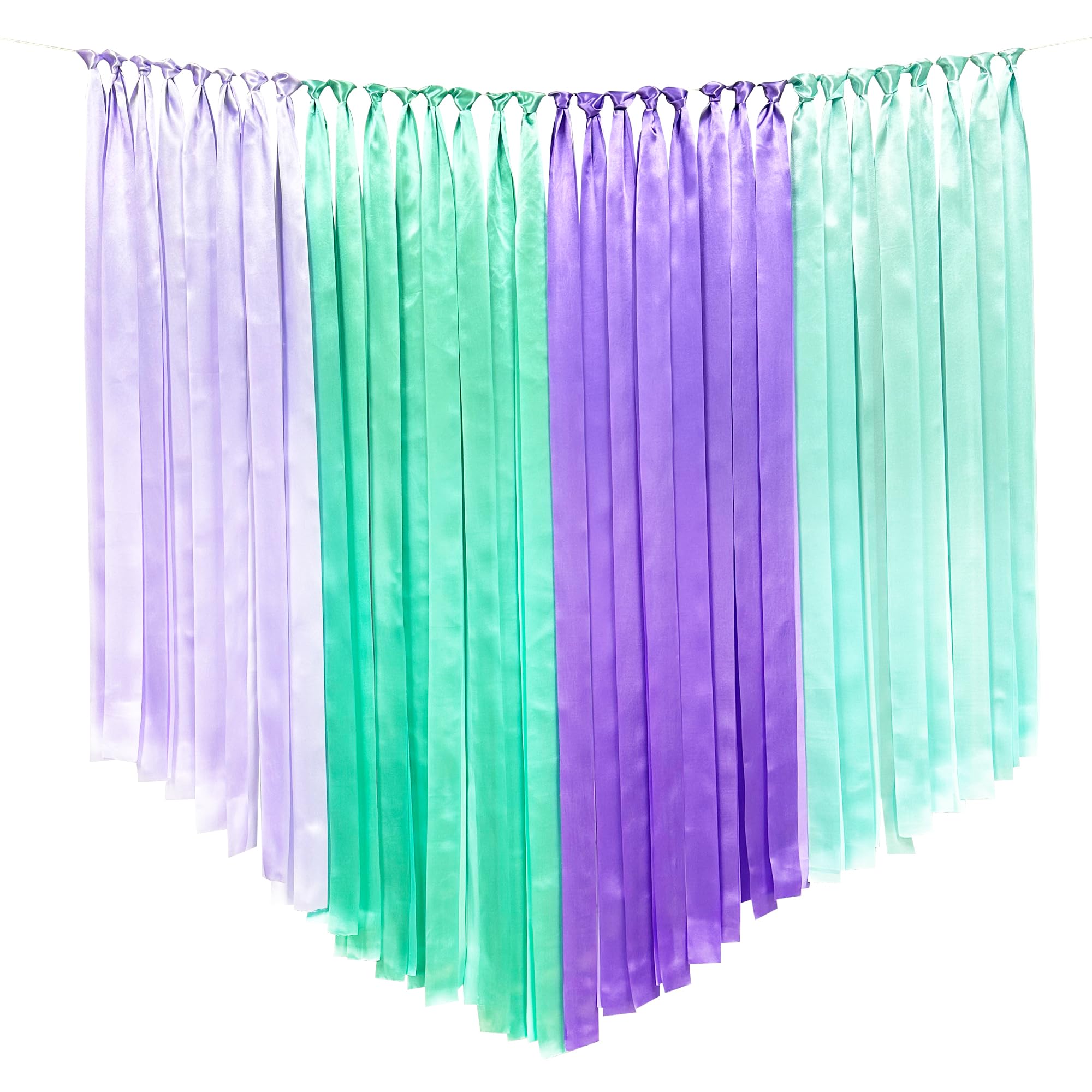 Mermaid Party Decorations Purple Teal Streamer Backdrop 197 Ft  1.97'' Wide Satin Ribbon Fringe Hanging Garland For Mermaid Birt