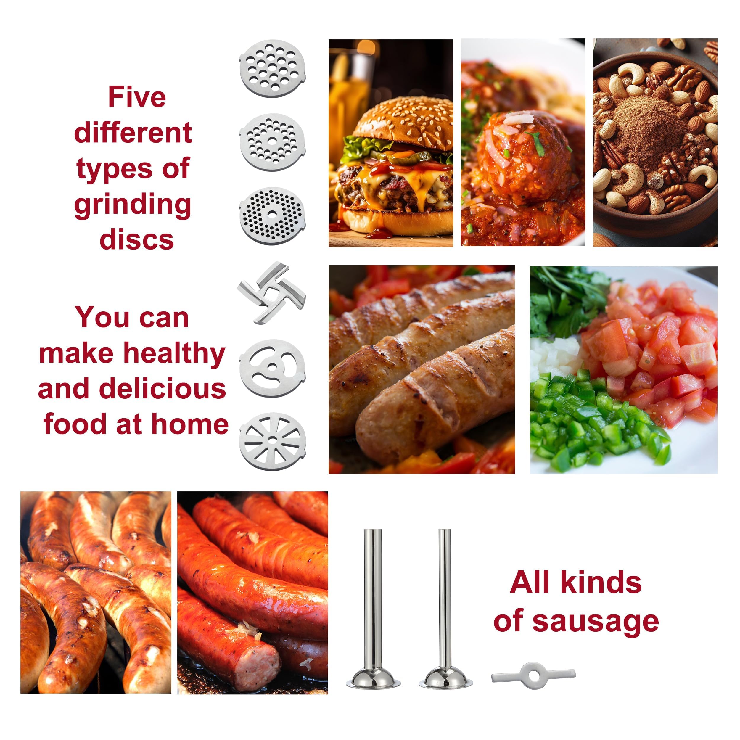 Meat Grinder Pasta Maker Attachment For All Kitchenaid Stand Mixers,For Kitchen Aid Mixer Accessories Includes Metal Meat Grinde