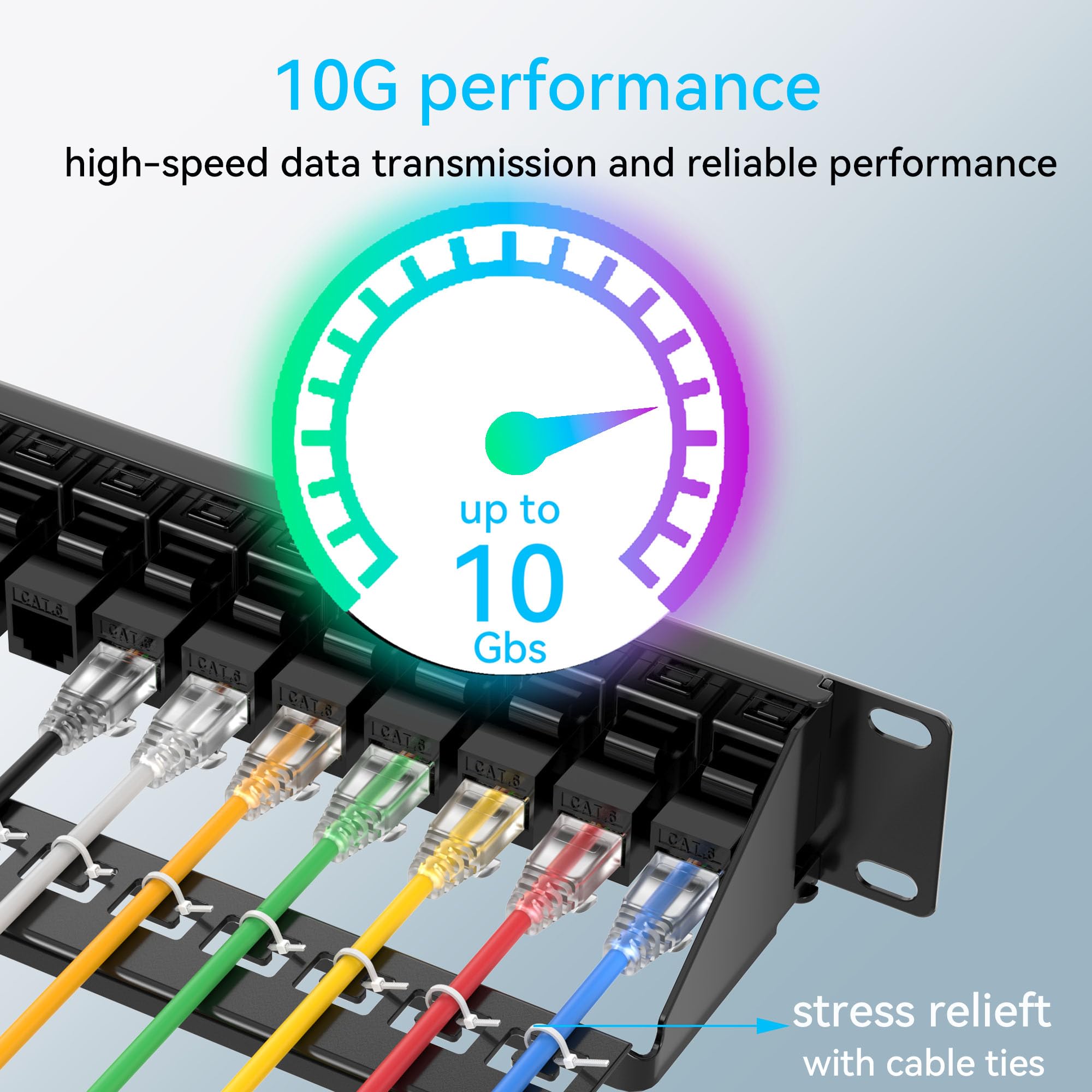 Sokqovt Patch Panel 24 Port Cat6 With Coupler Keystone, Cat6 Network Patch Panel 10G No Punch Down, Time Saver Ethernet 1U Rj45