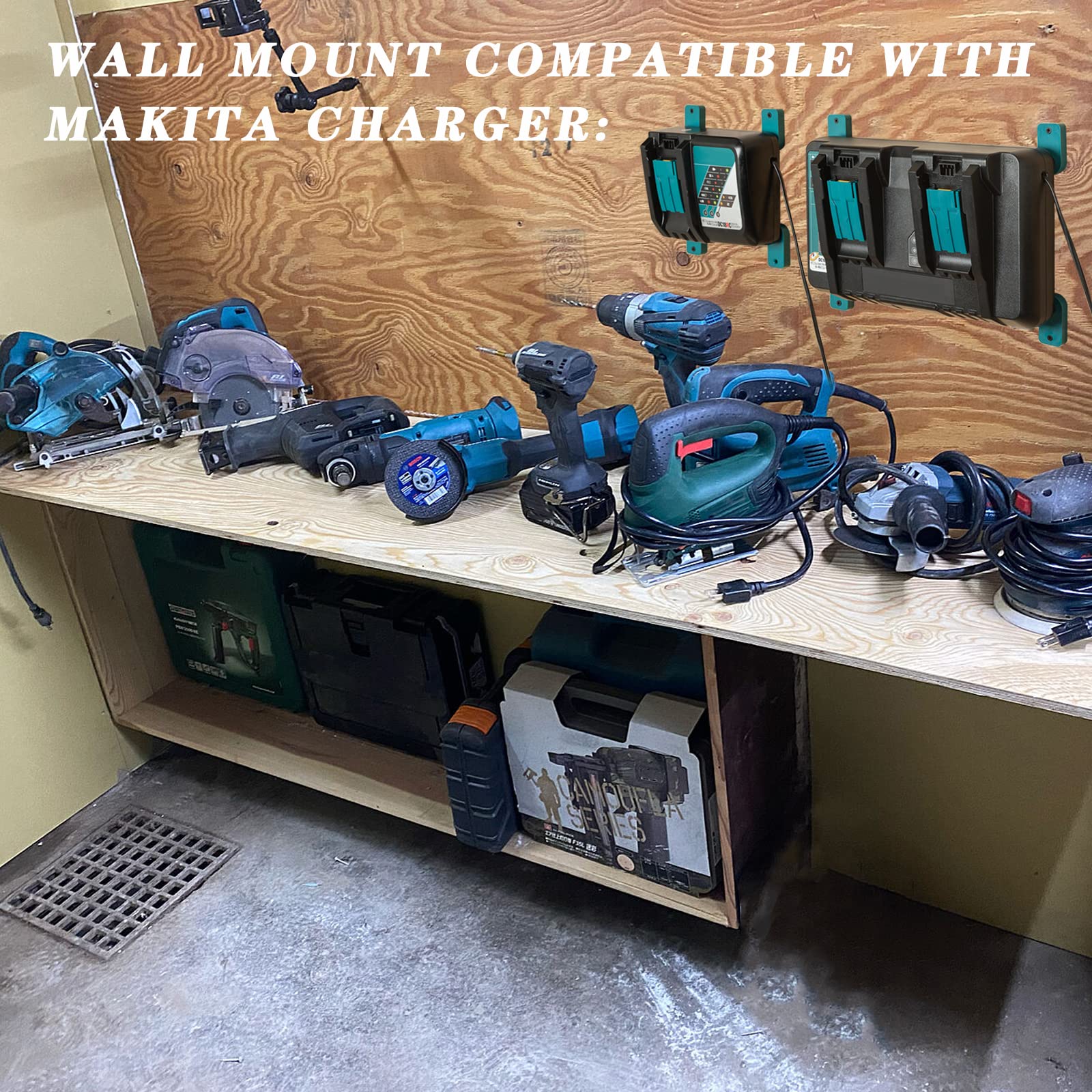 2 Pack Makita Charger Holder, Charger Mount For Makita Dc18Rc Dc18Rd Dc18Ra Dc18Rf Dc18Sc Dcb18Sd Dc18Sf Chargers(Single & Doubl