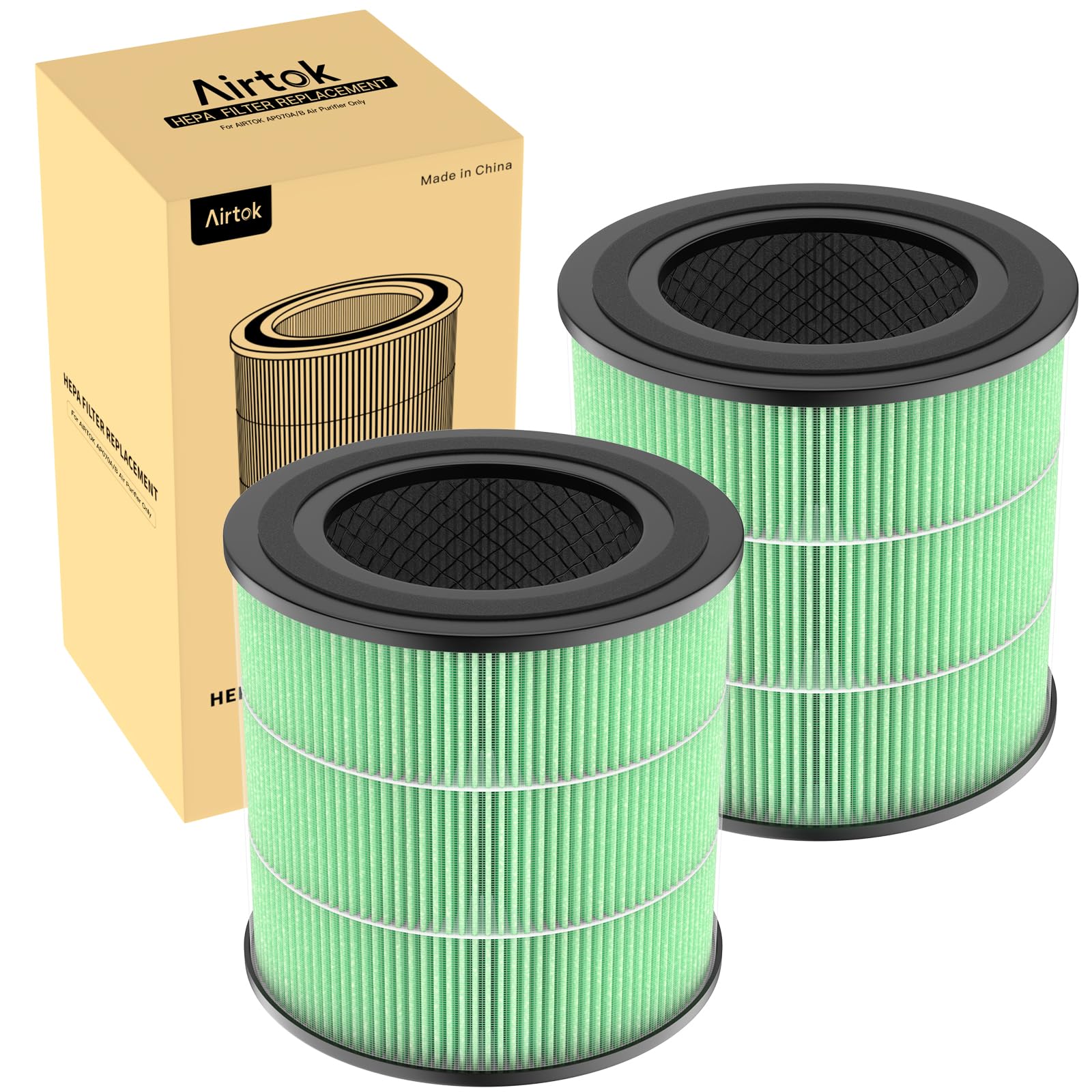 Air Purifier Ap0601 Toxin Absorber Replacement Filters, 5 In 1 High Efficiency Hepa Filter, 2 Pack, Green