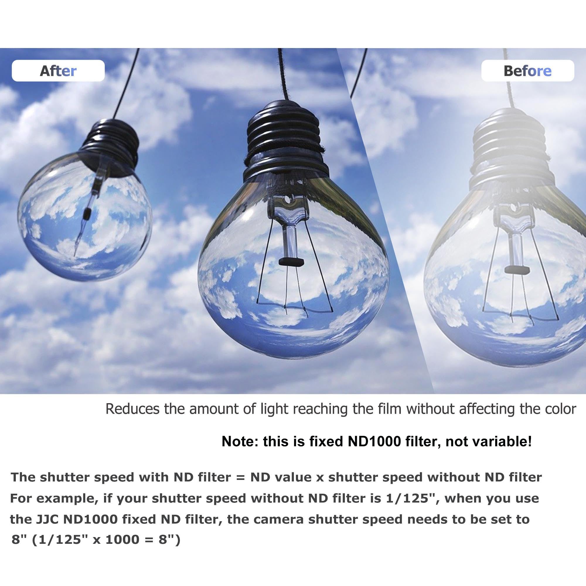 JJC ND1000 Filter 77mm Fixed 10-Stop Neutral Density Optical Glass