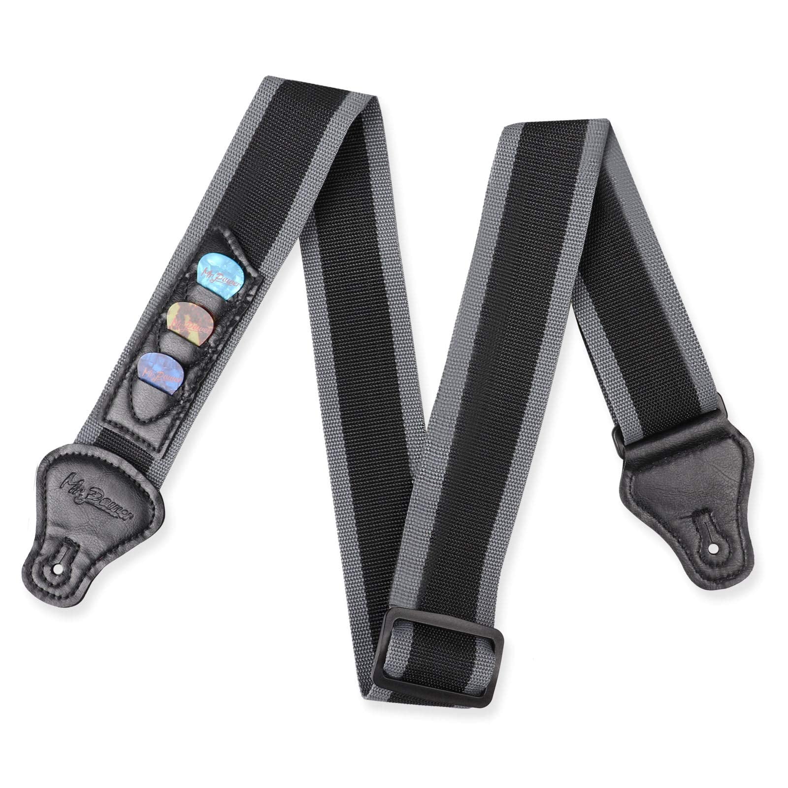 Mr.Power Guitar Strap 36.6In   65In With 3 Pick Holders For Electric/Acoustic Guitar, Nylon Strap