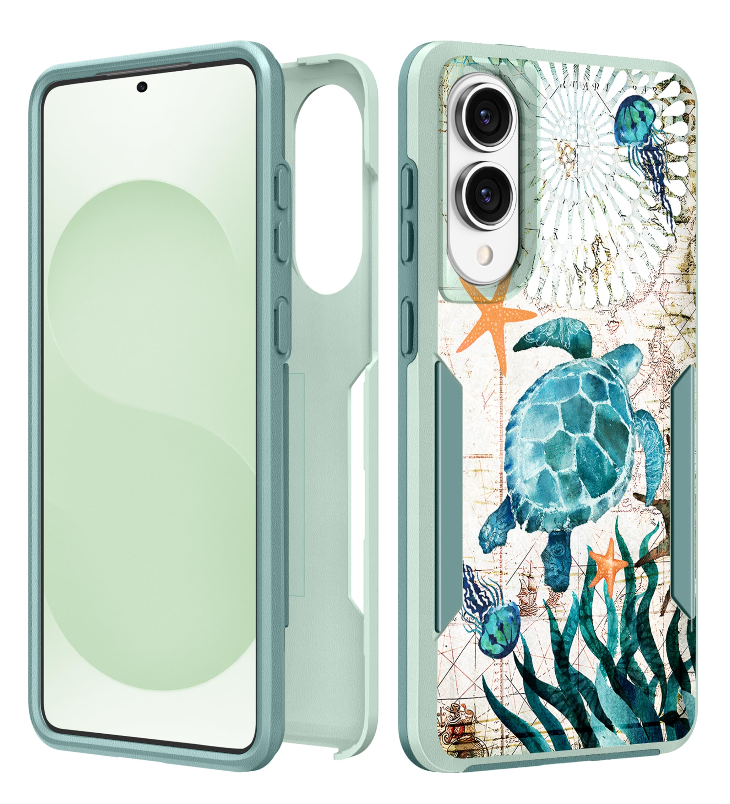 Plakill for Samsung Galaxy S25 Edge Case Women - Cute Girls Phone Cover Kawaii Girly Aesthetic Unique Design Turtles Heavy Duty 