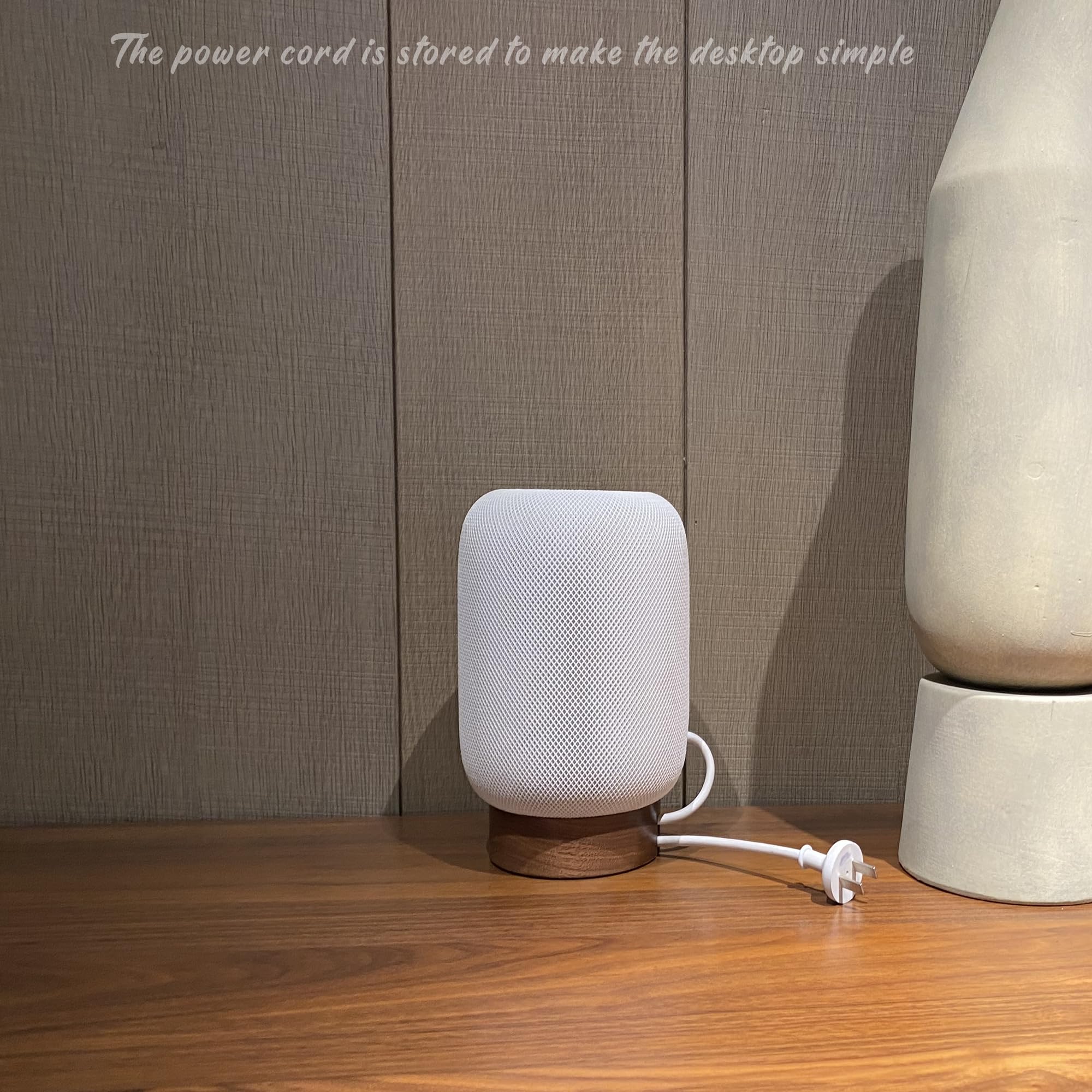 Hookmemo Elevate Your Homepod With Our North American Black Walnut Wood Stand   Unique Texture, Clever Cord Storage (Black Walnu