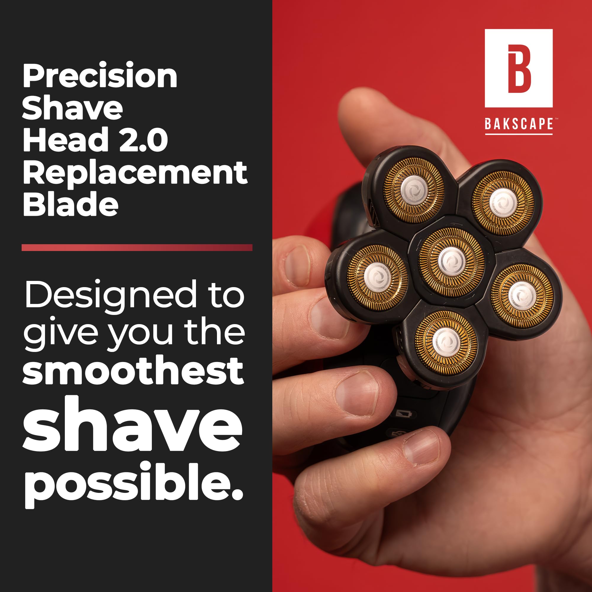 Bakscape Men'S Back Shaver Starter Kit 2.0 Replacement Titanium Precision Shave Head: Six Pivoting Foils For Effortless, Smooth