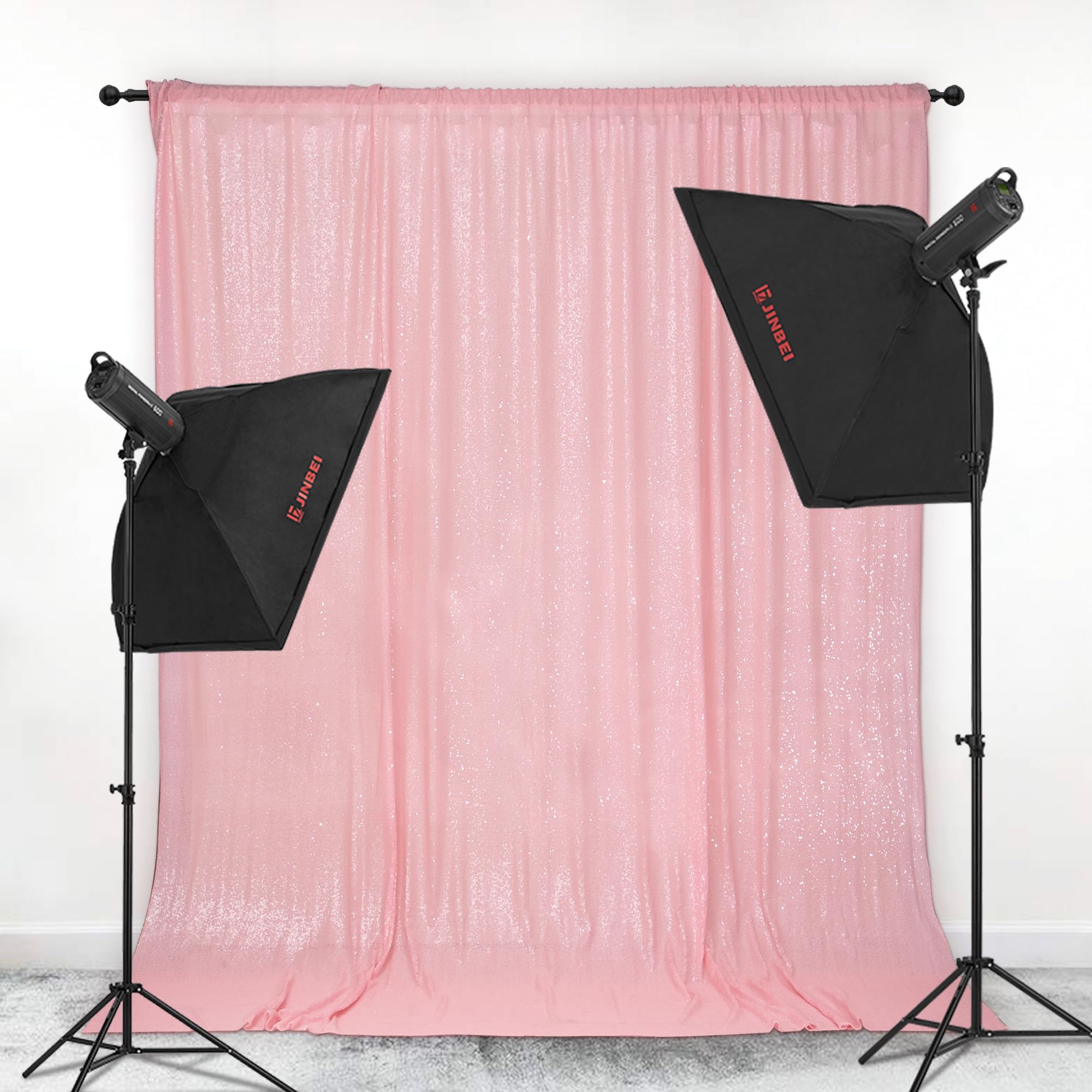 Partydelight Sequin Backdrop Wedding Curtain Special Events, Party, Pink, 6Ftx6Ft